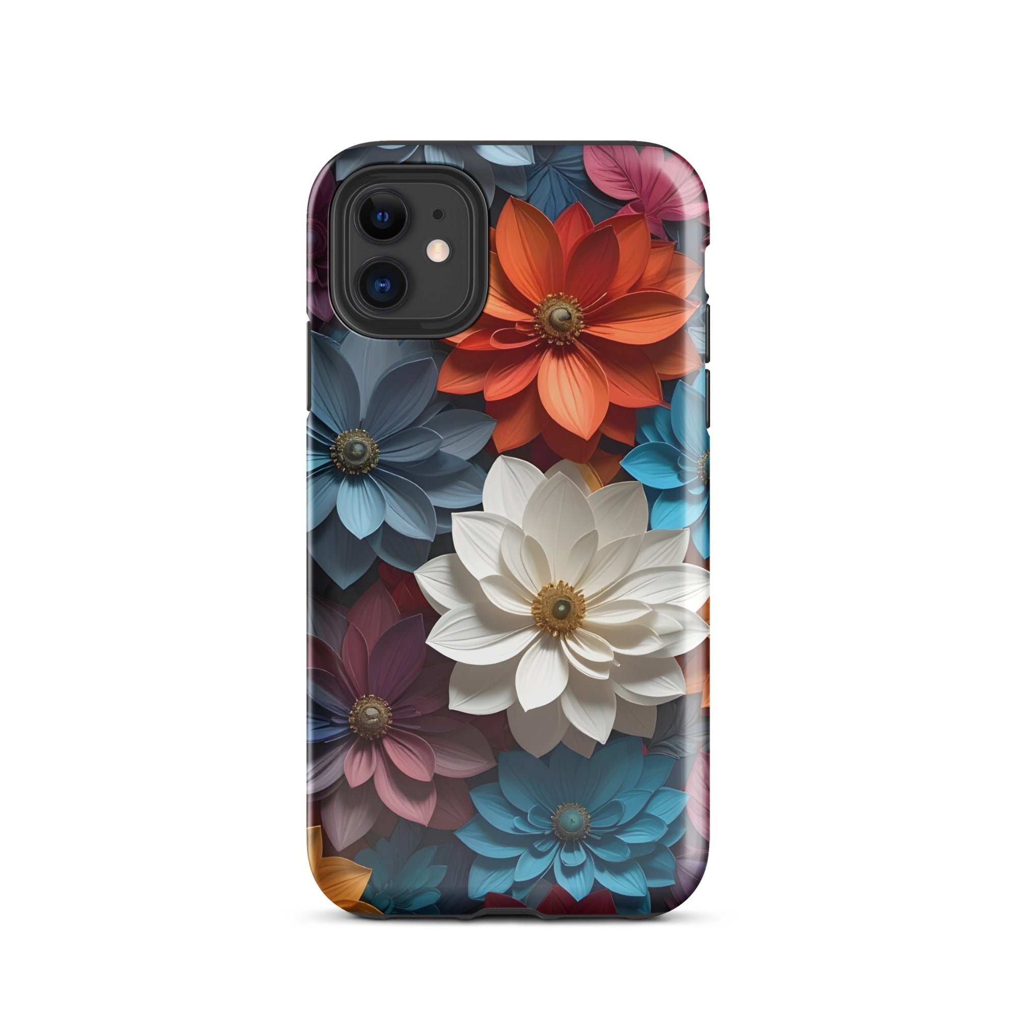 Carcasa resistente para iPhone – Flores de medianoche 3D - CeluMovil
