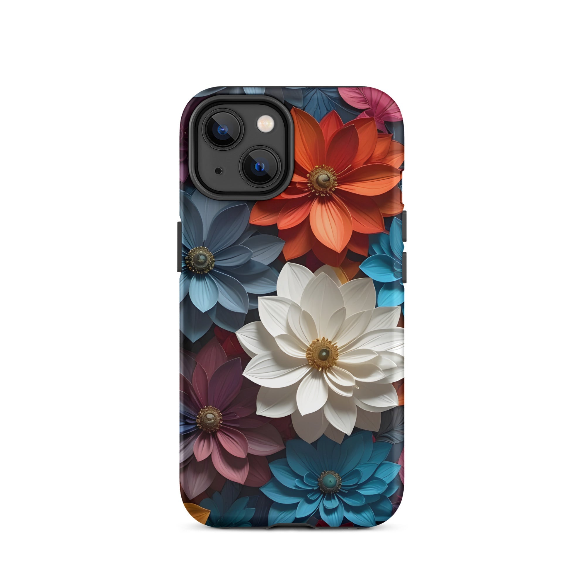 Carcasa resistente para iPhone – Flores de medianoche 3D - CeluMovil