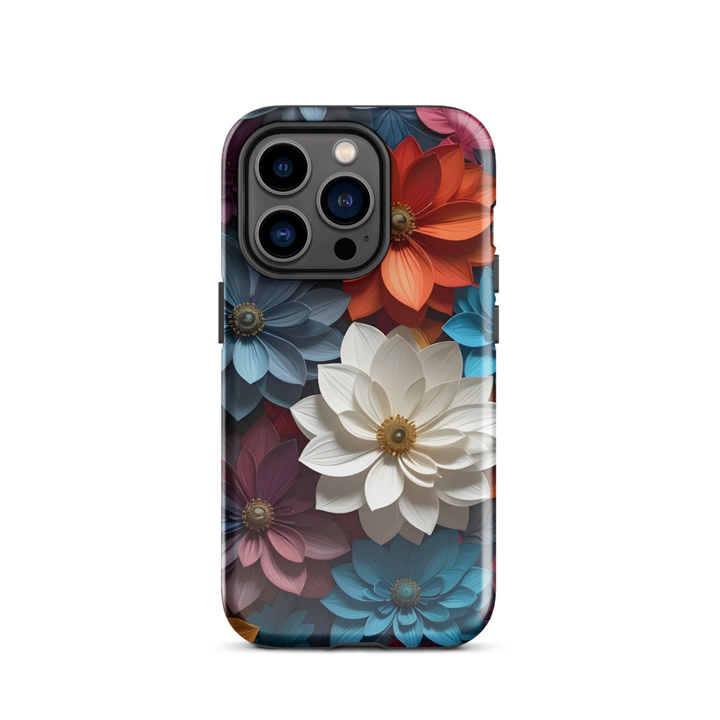 Carcasa resistente para iPhone – Flores de medianoche 3D - CeluMovil