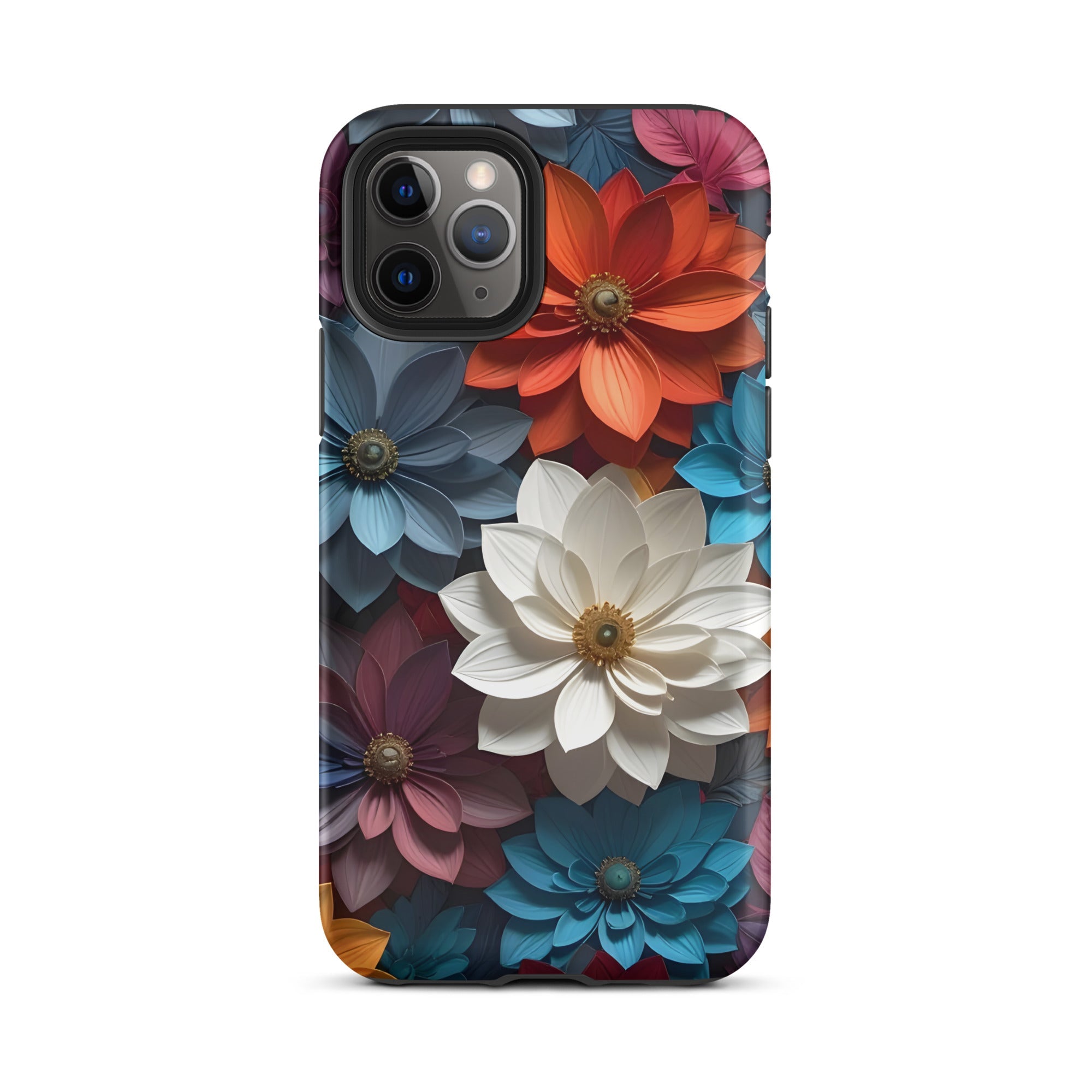 Carcasa resistente para iPhone – Flores de medianoche 3D - CeluMovil