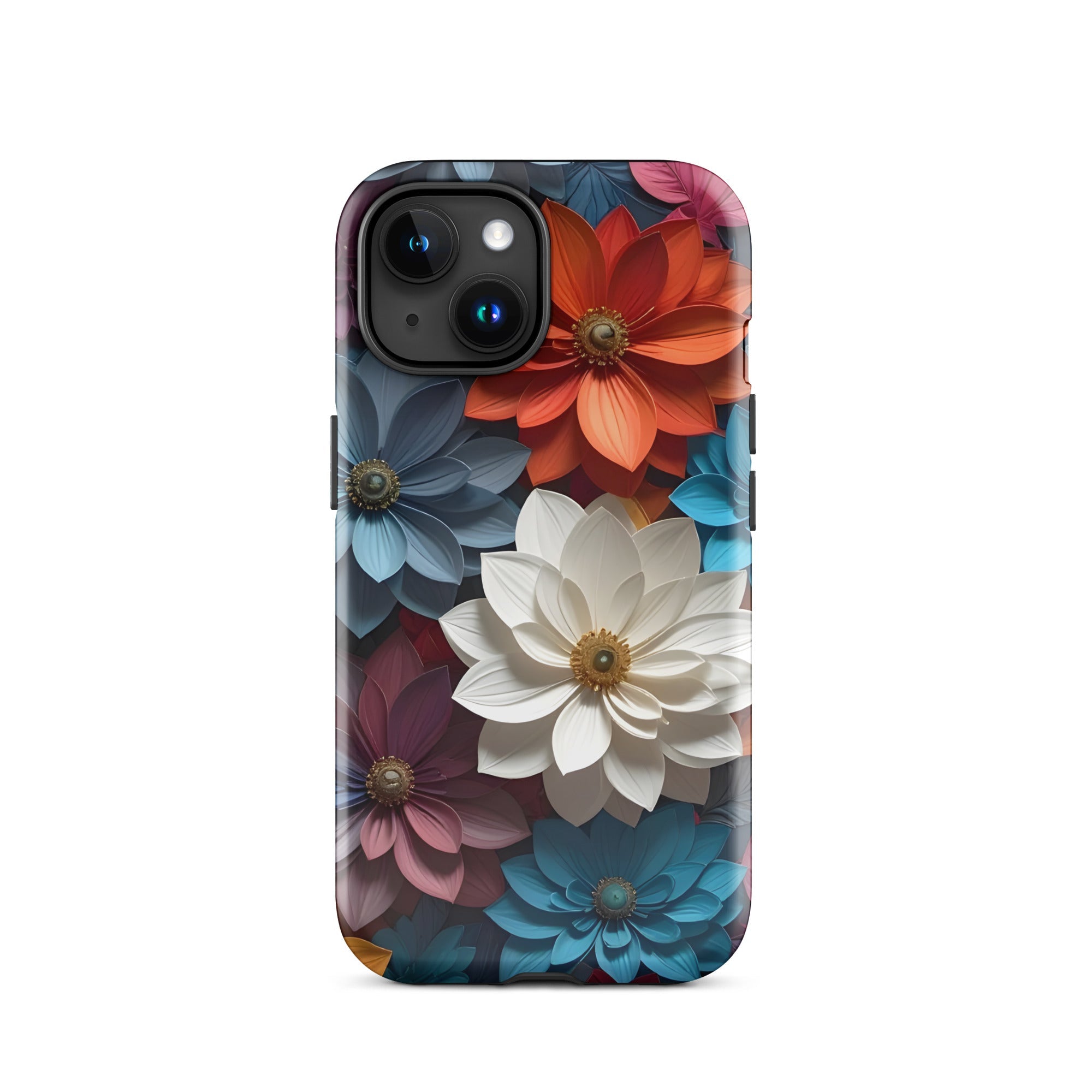 Carcasa resistente para iPhone – Flores de medianoche 3D - CeluMovil
