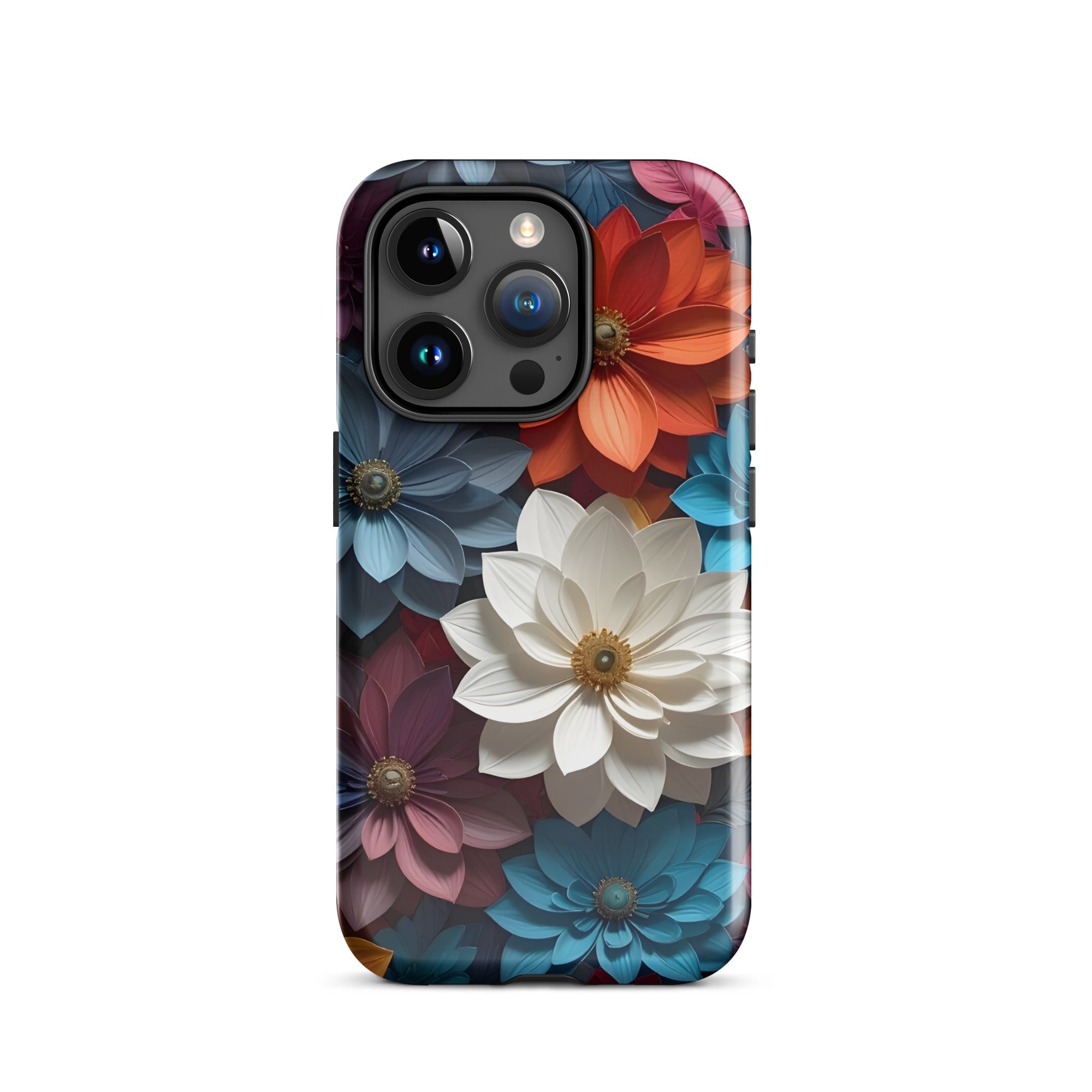 Carcasa resistente para iPhone – Flores de medianoche 3D - CeluMovil