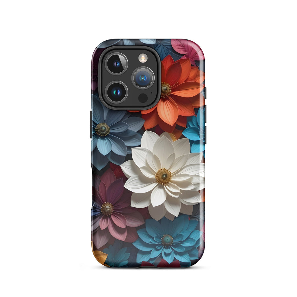Carcasa resistente para iPhone – Flores de medianoche 3D - CeluMovil