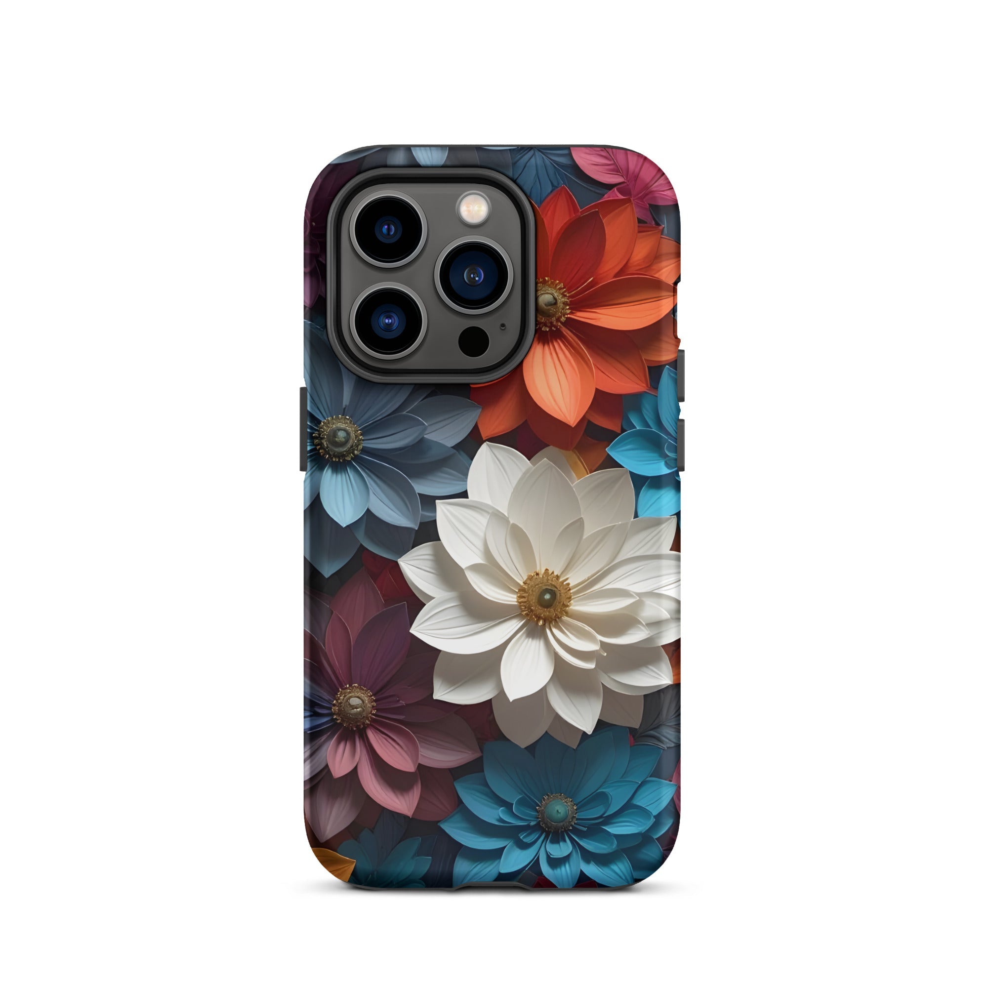 Carcasa resistente para iPhone – Flores de medianoche 3D - CeluMovil