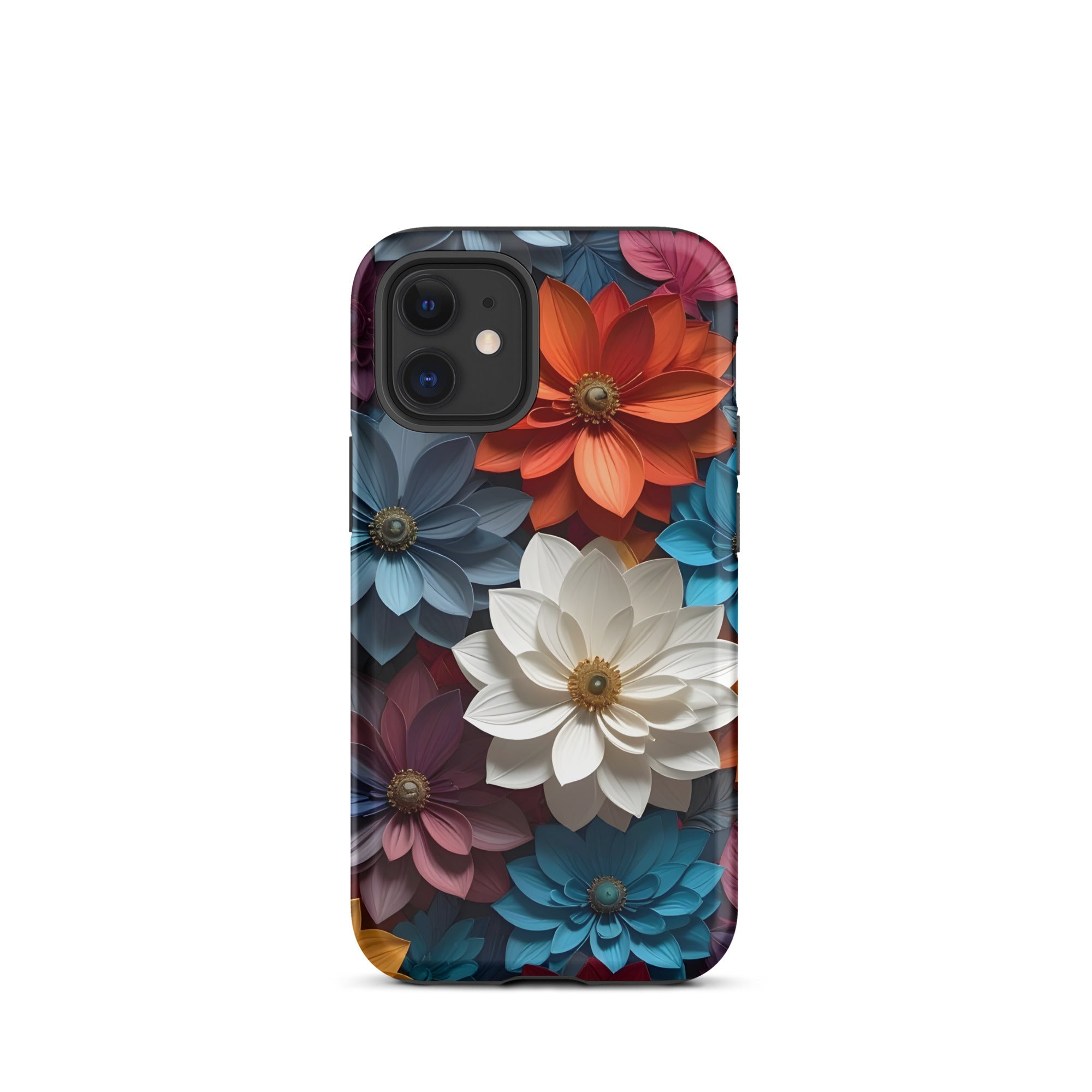 Carcasa resistente para iPhone – Flores de medianoche 3D - CeluMovil