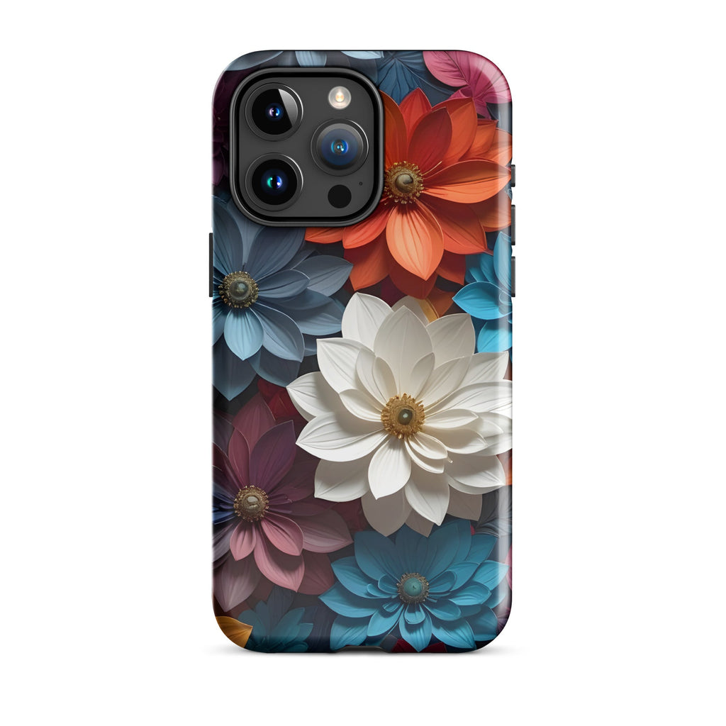 Carcasa resistente para iPhone – Flores de medianoche 3D - CeluMovil