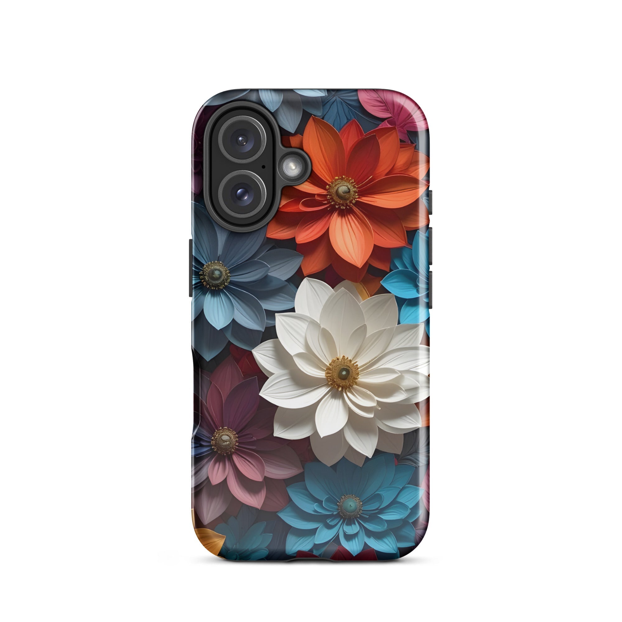 Carcasa resistente para iPhone – Flores de medianoche 3D - CeluMovil