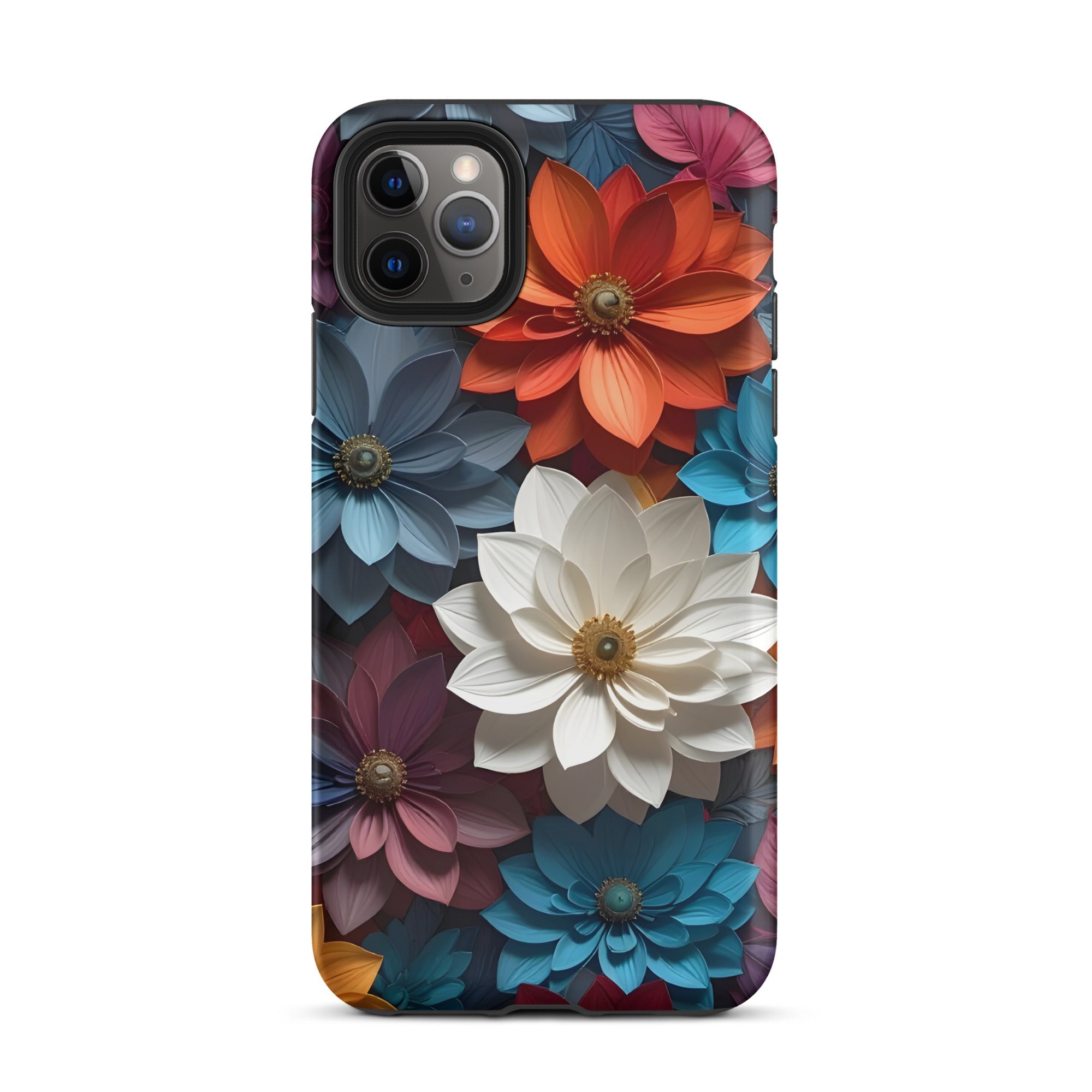 Carcasa resistente para iPhone – Flores de medianoche 3D - CeluMovil