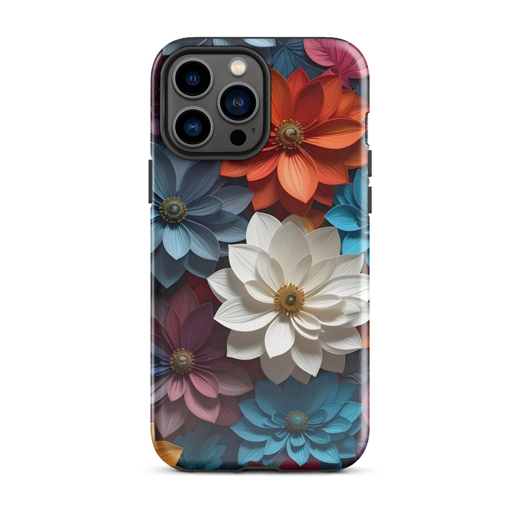 Carcasa resistente para iPhone – Flores de medianoche 3D - CeluMovil