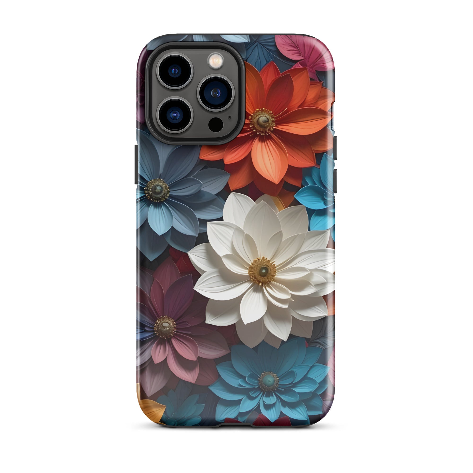 Carcasa resistente para iPhone – Flores de medianoche 3D - CeluMovil