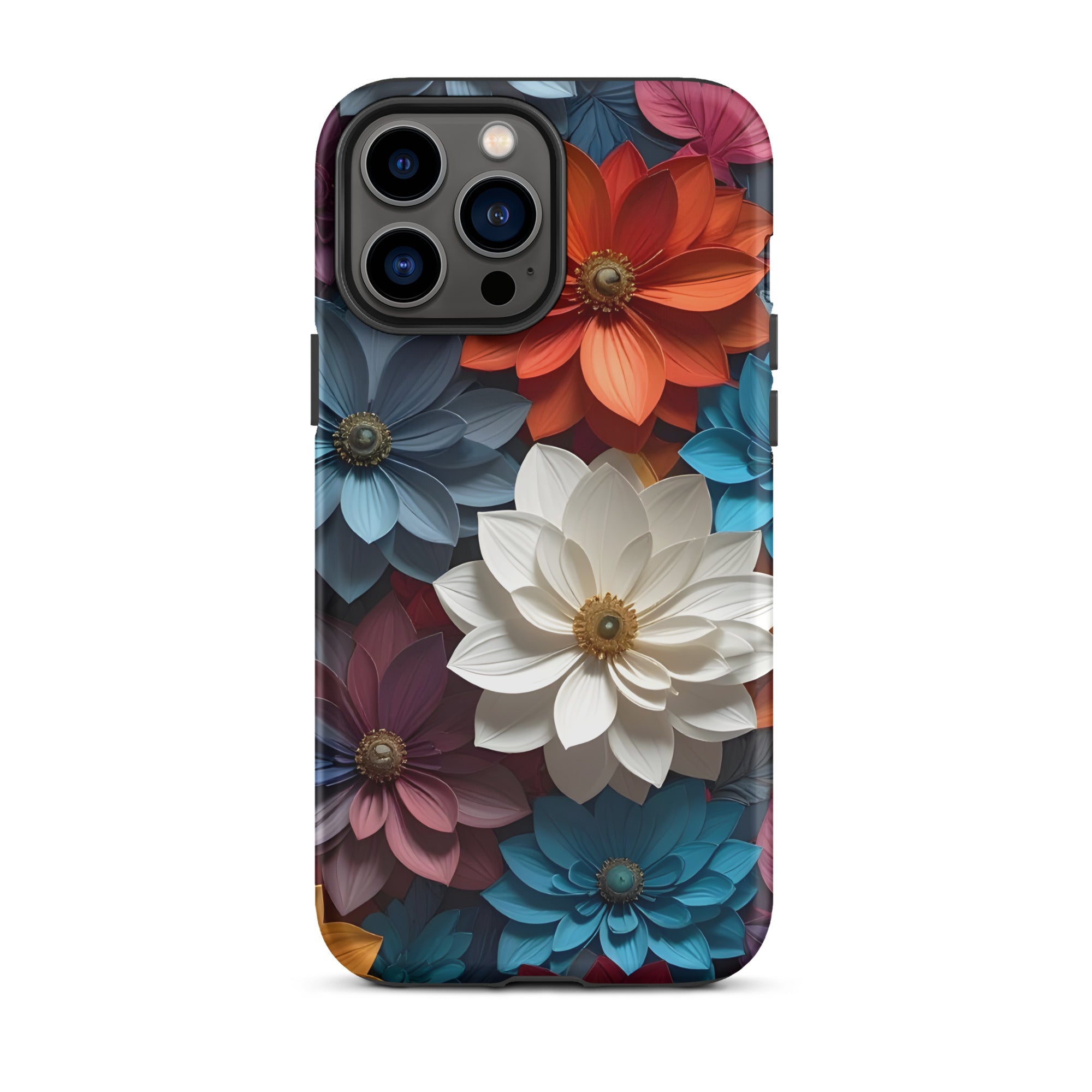 Carcasa resistente para iPhone – Flores de medianoche 3D - CeluMovil