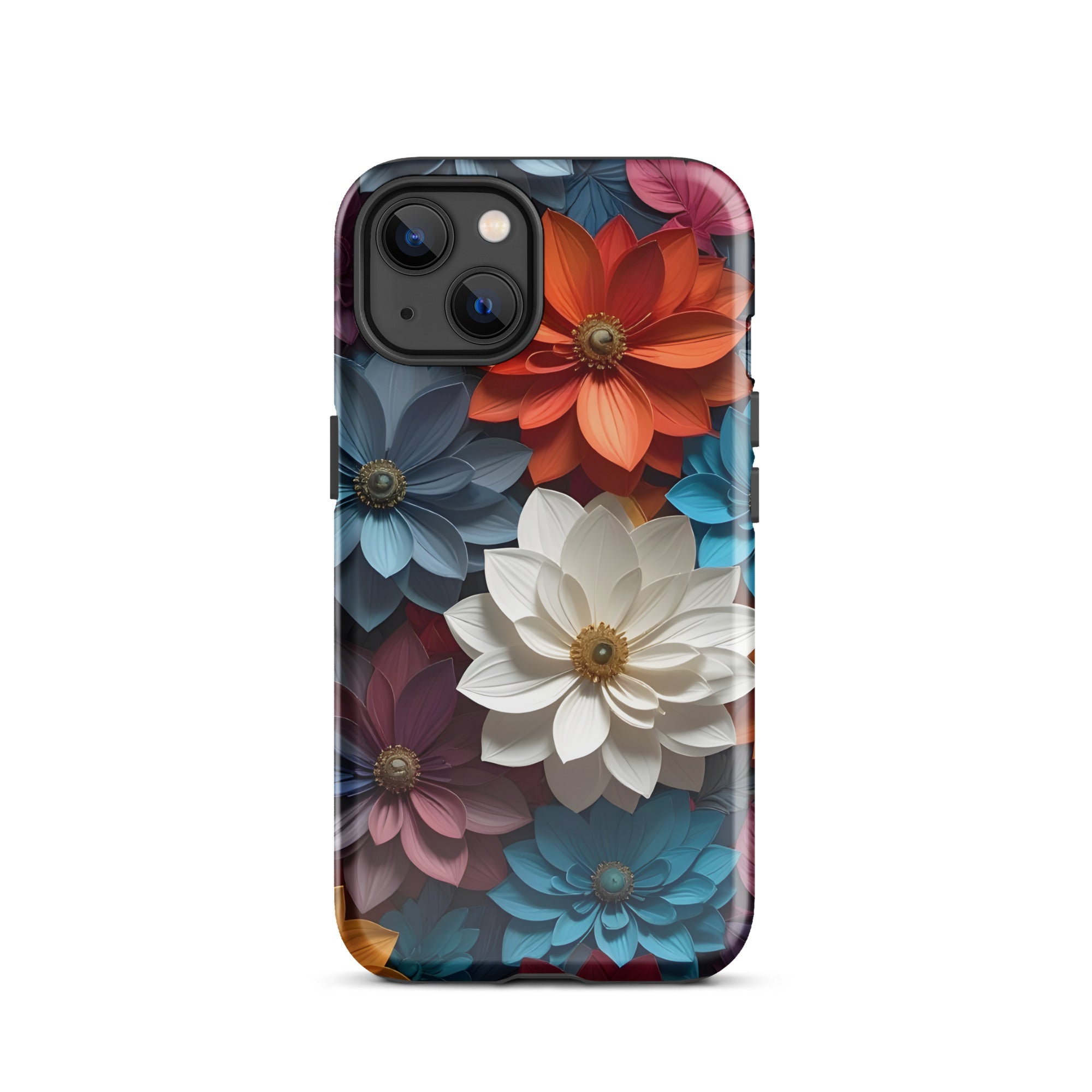 Carcasa resistente para iPhone – Flores de medianoche 3D - CeluMovil
