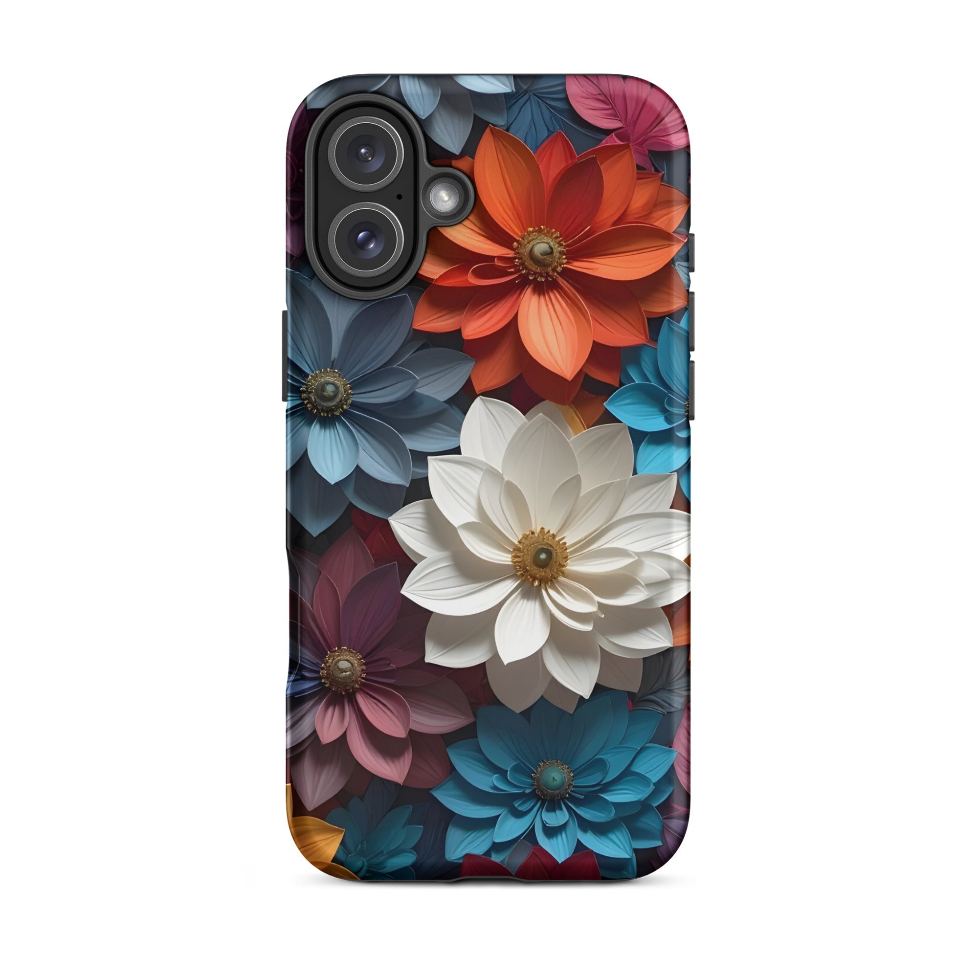 Carcasa resistente para iPhone – Flores de medianoche 3D - CeluMovil