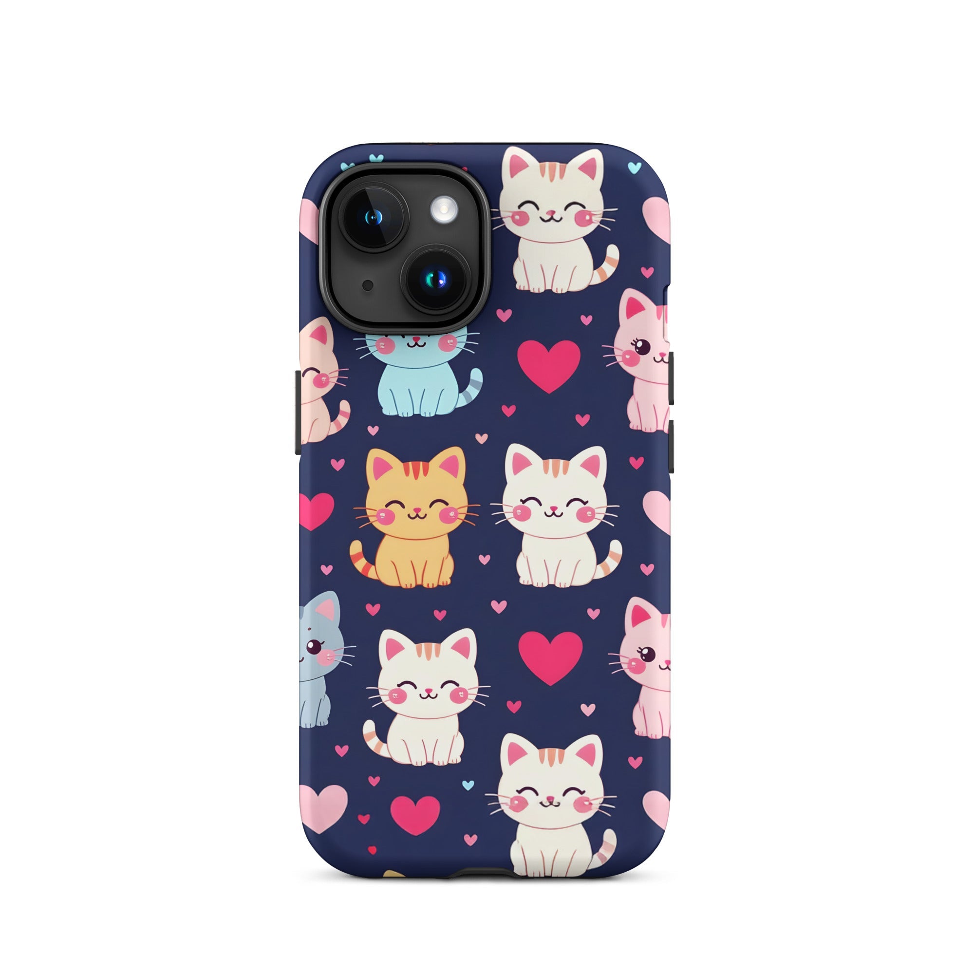 Carcasa resistente para iPhone - gatitos kawaii pastel, adorable gato de dibujos animados - CeluMovil