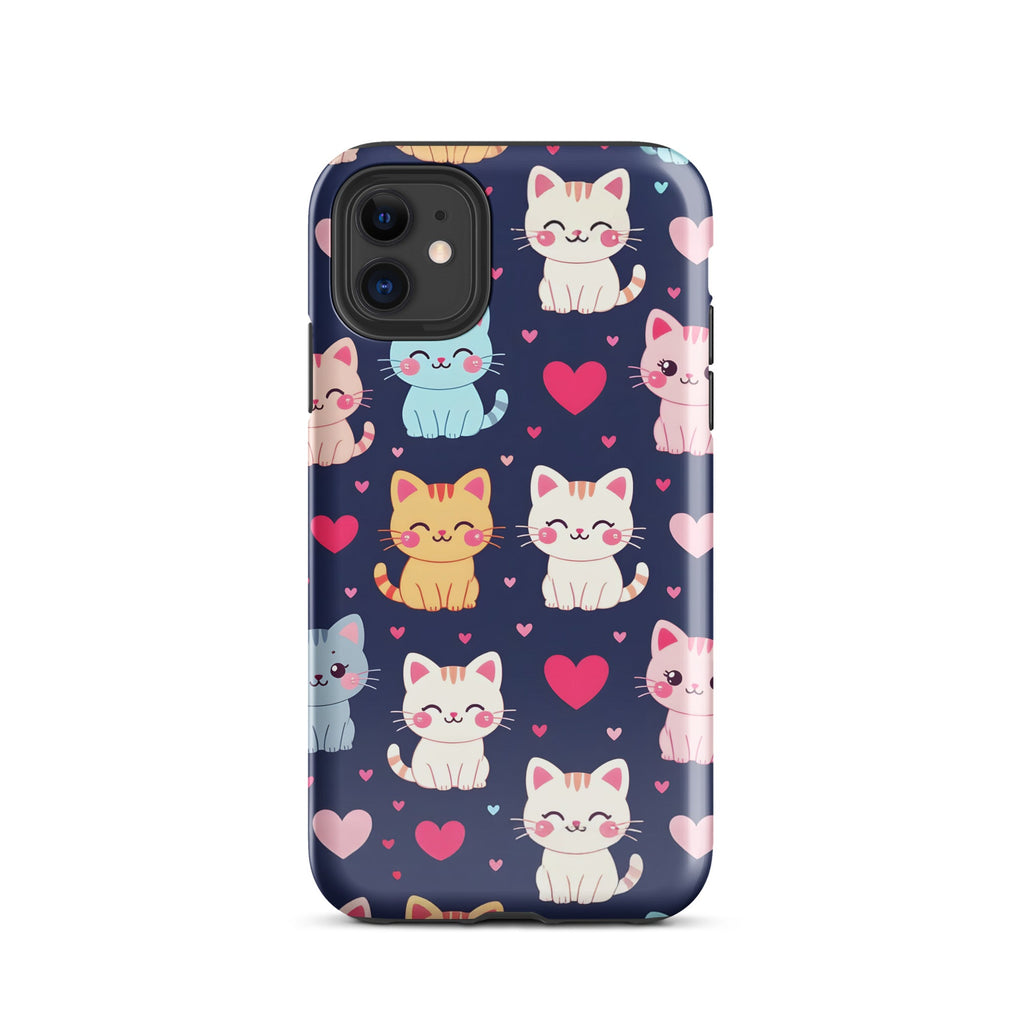 Carcasa resistente para iPhone - gatitos kawaii pastel, adorable gato de dibujos animados - CeluMovil