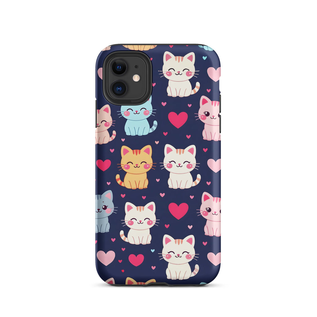 Carcasa resistente para iPhone - gatitos kawaii pastel, adorable gato de dibujos animados - CeluMovil