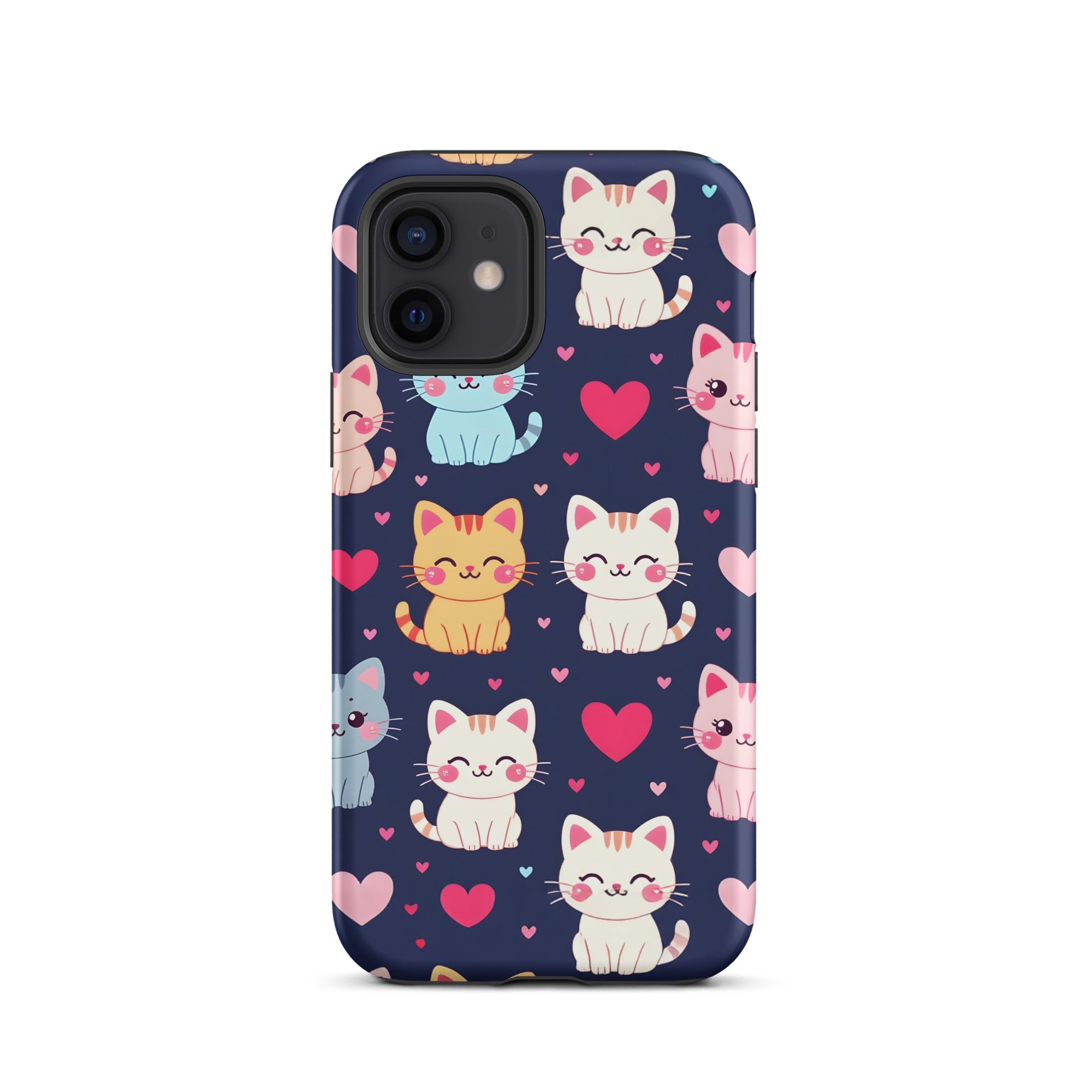 Carcasa resistente para iPhone - gatitos kawaii pastel, adorable gato de dibujos animados - CeluMovil