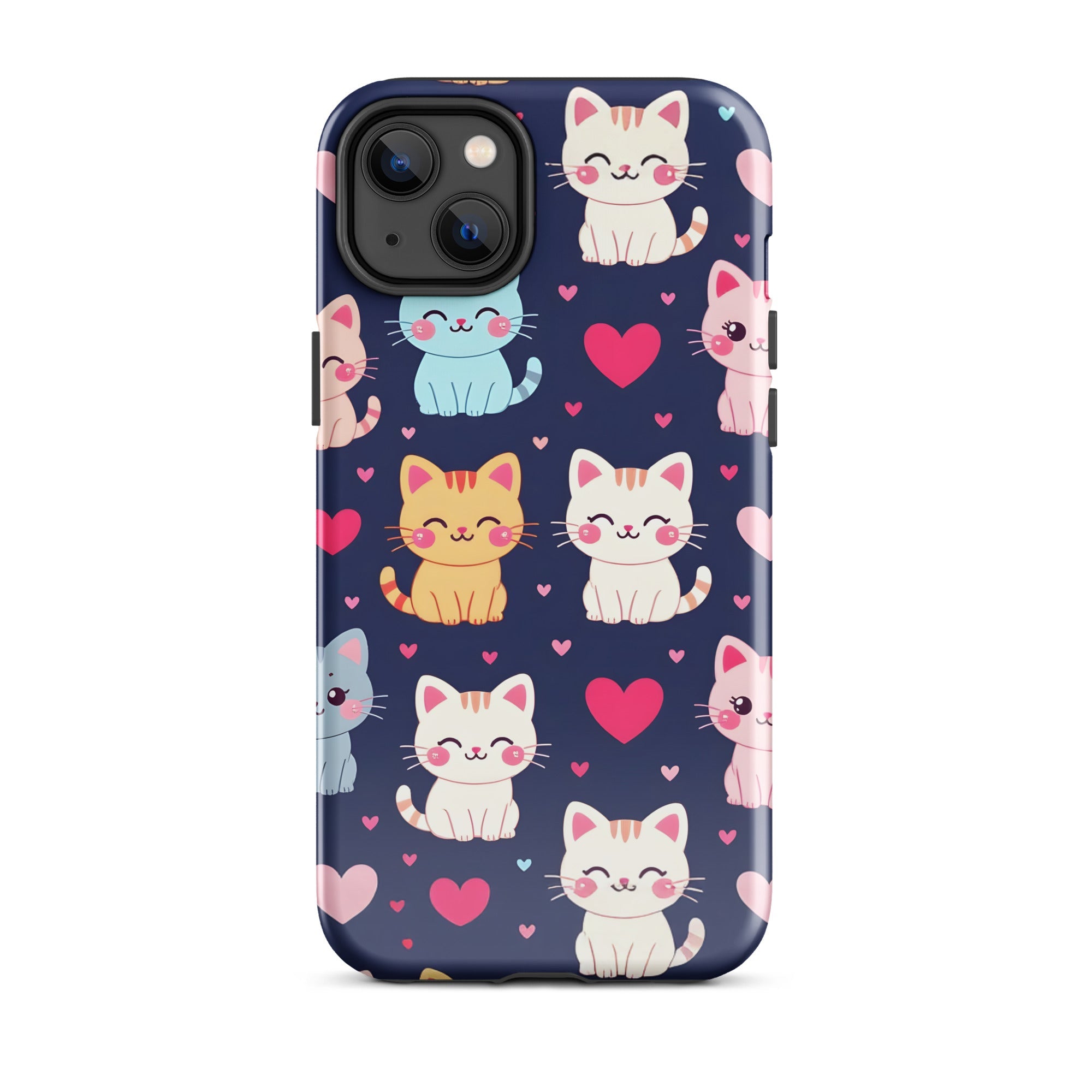 Carcasa resistente para iPhone - gatitos kawaii pastel, adorable gato de dibujos animados - CeluMovil