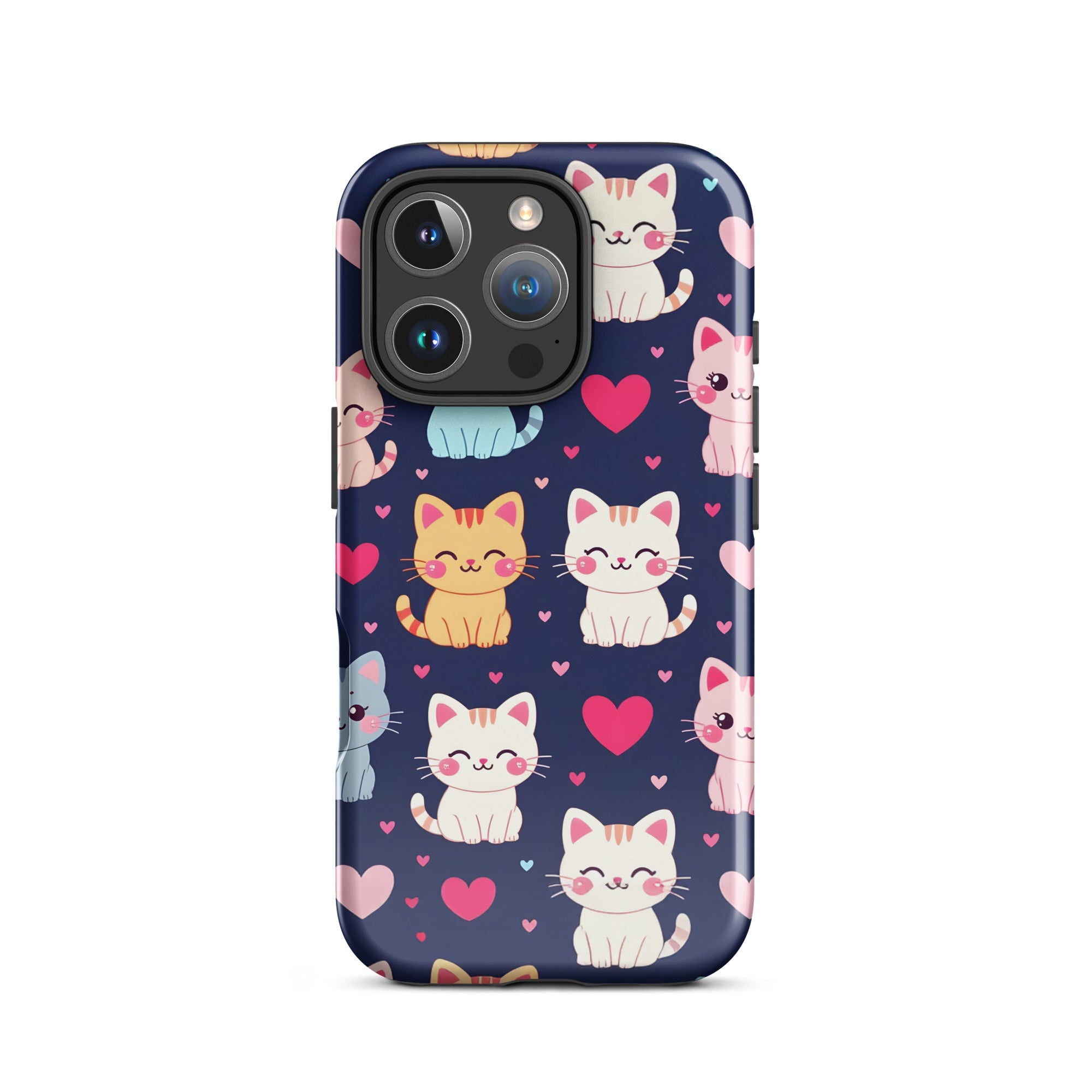Carcasa resistente para iPhone - gatitos kawaii pastel, adorable gato de dibujos animados - CeluMovil