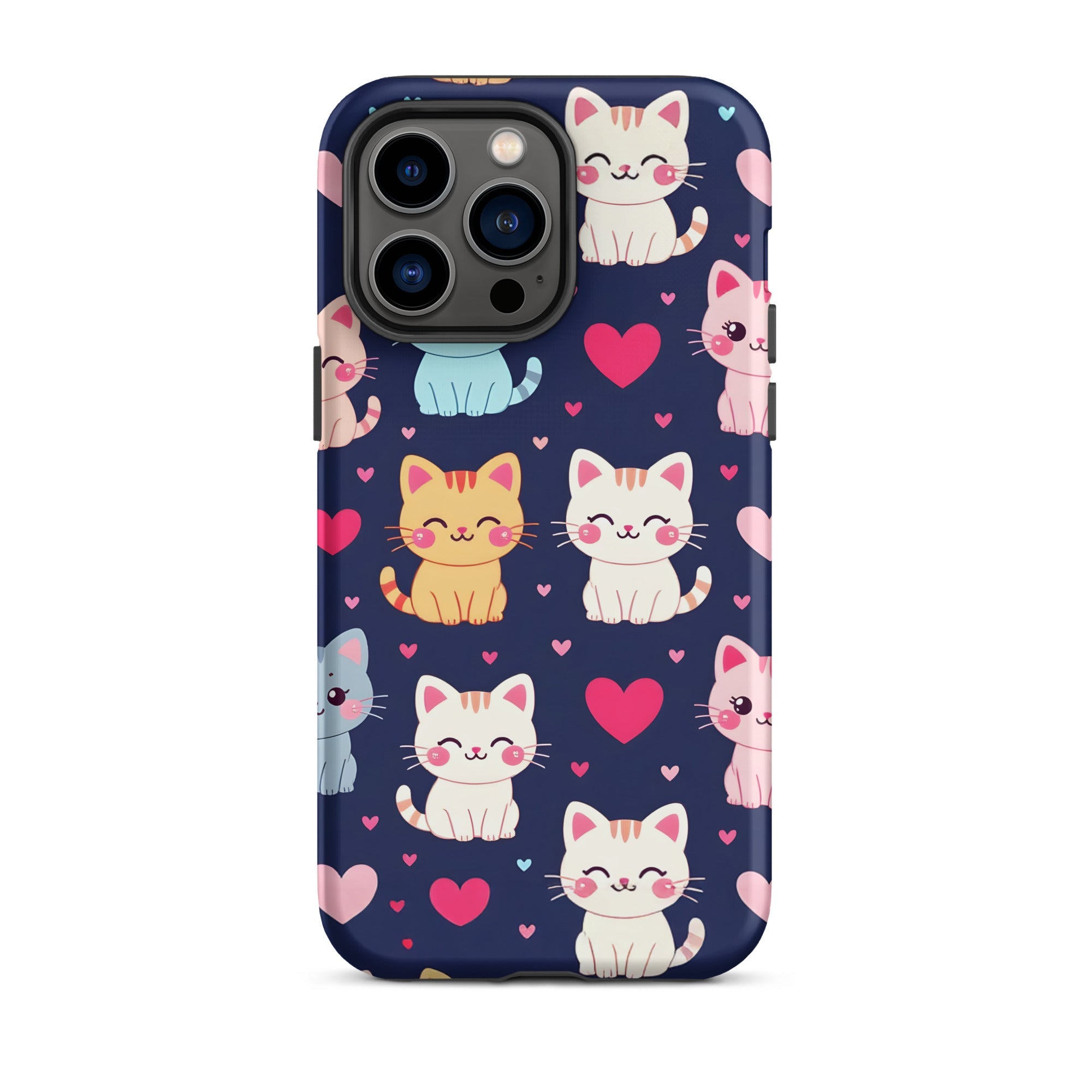Carcasa resistente para iPhone - gatitos kawaii pastel, adorable gato de dibujos animados - CeluMovil