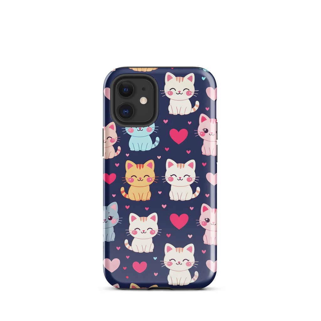 Carcasa resistente para iPhone - gatitos kawaii pastel, adorable gato de dibujos animados - CeluMovil