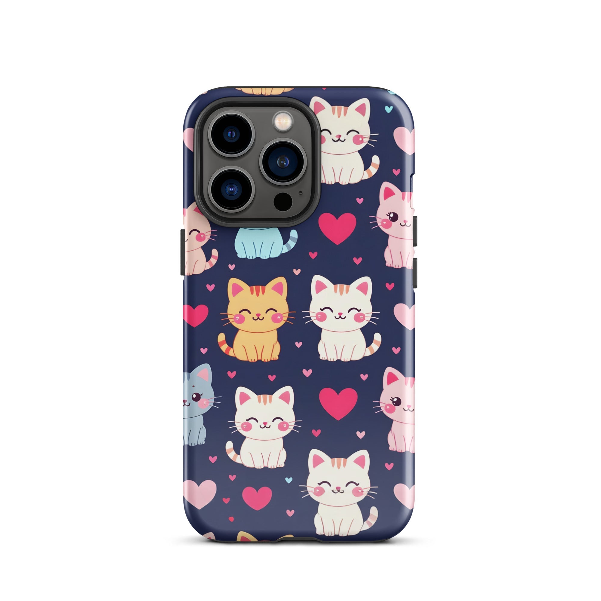 Carcasa resistente para iPhone - gatitos kawaii pastel, adorable gato de dibujos animados - CeluMovil