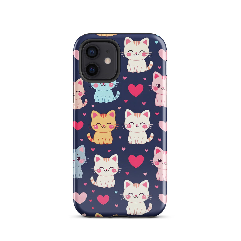 Carcasa resistente para iPhone - gatitos kawaii pastel, adorable gato de dibujos animados - CeluMovil
