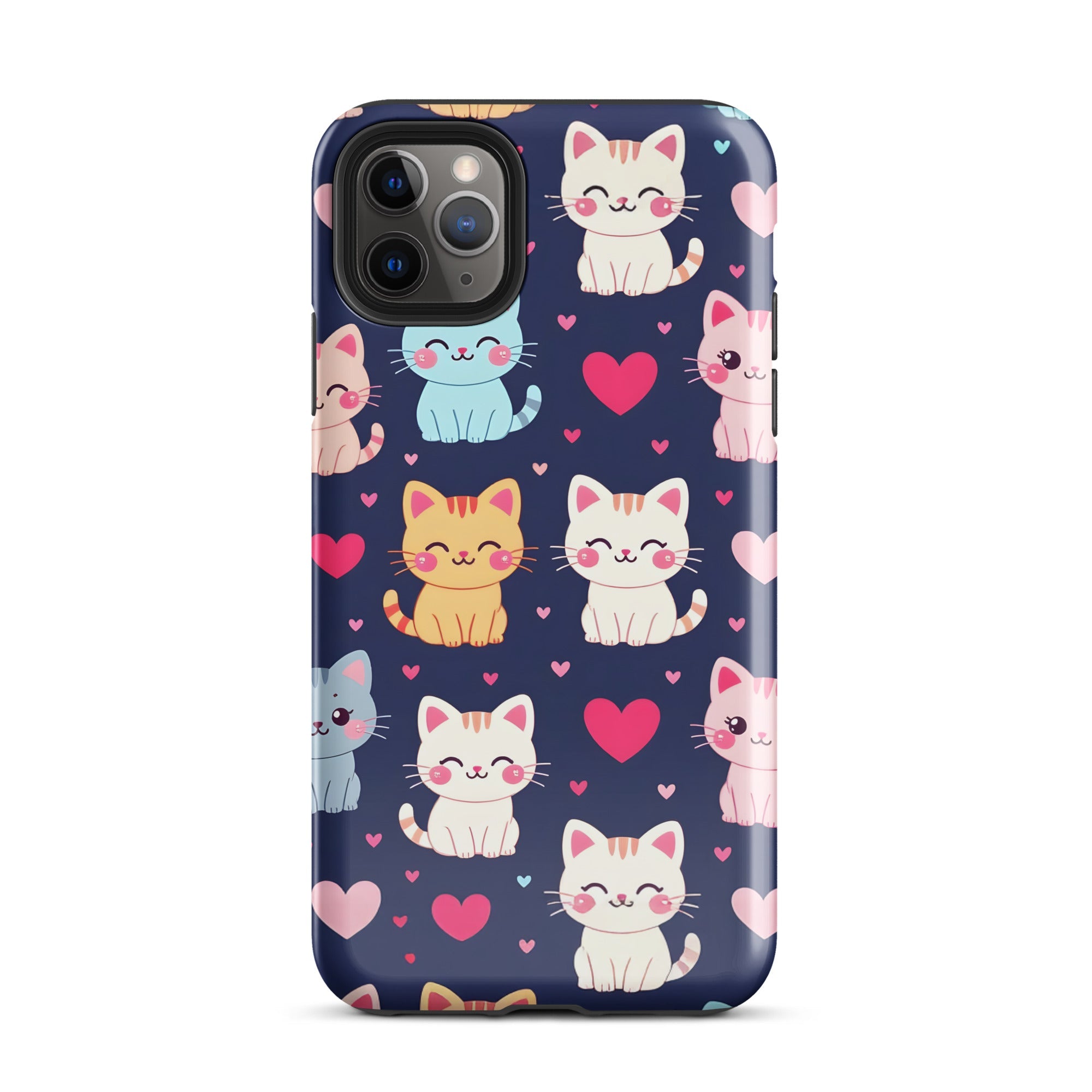 Carcasa resistente para iPhone - gatitos kawaii pastel, adorable gato de dibujos animados - CeluMovil