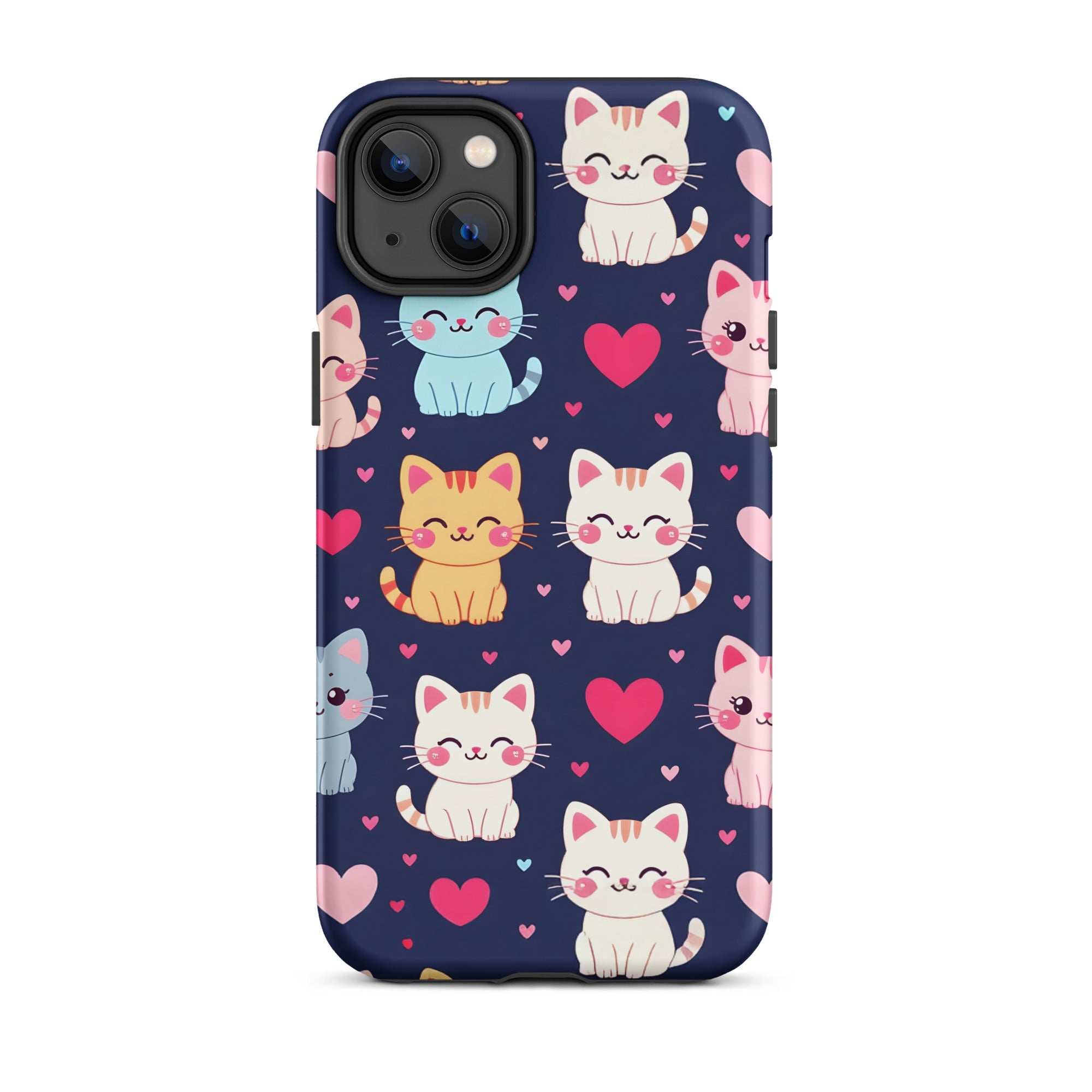 Carcasa resistente para iPhone - gatitos kawaii pastel, adorable gato de dibujos animados - CeluMovil