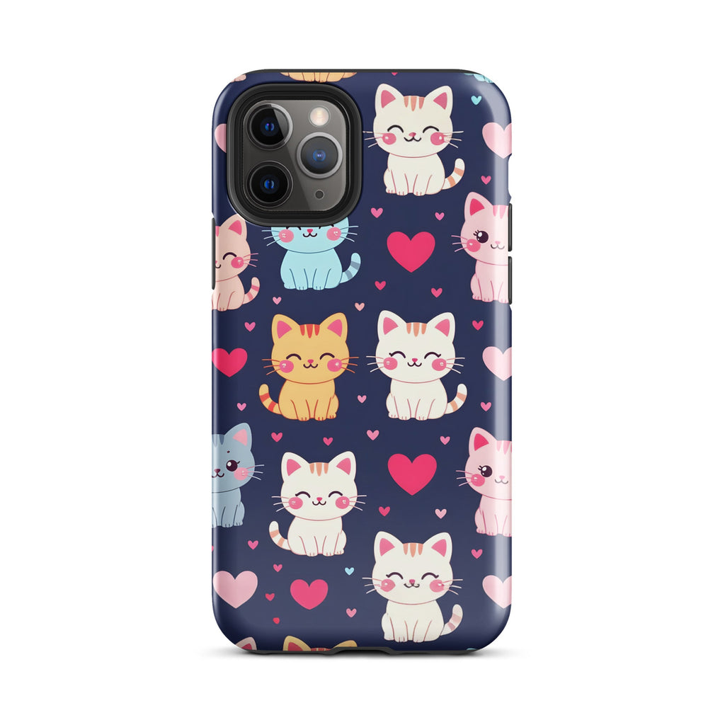 Carcasa resistente para iPhone - gatitos kawaii pastel, adorable gato de dibujos animados - CeluMovil