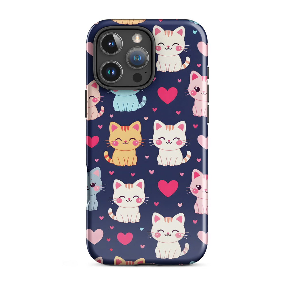 Carcasa resistente para iPhone - gatitos kawaii pastel, adorable gato de dibujos animados - CeluMovil
