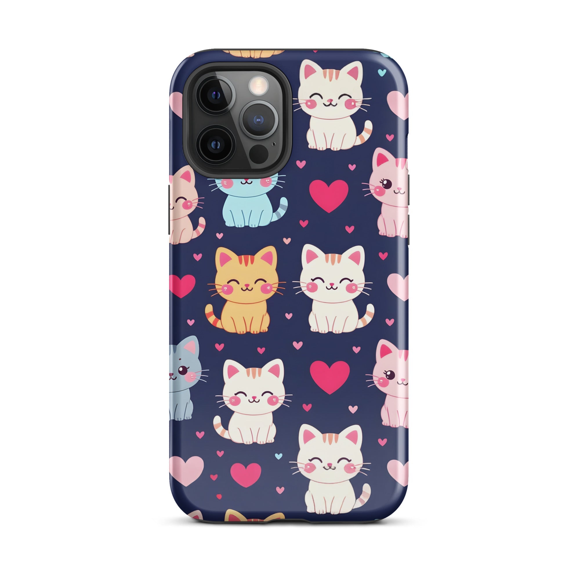Carcasa resistente para iPhone - gatitos kawaii pastel, adorable gato de dibujos animados - CeluMovil