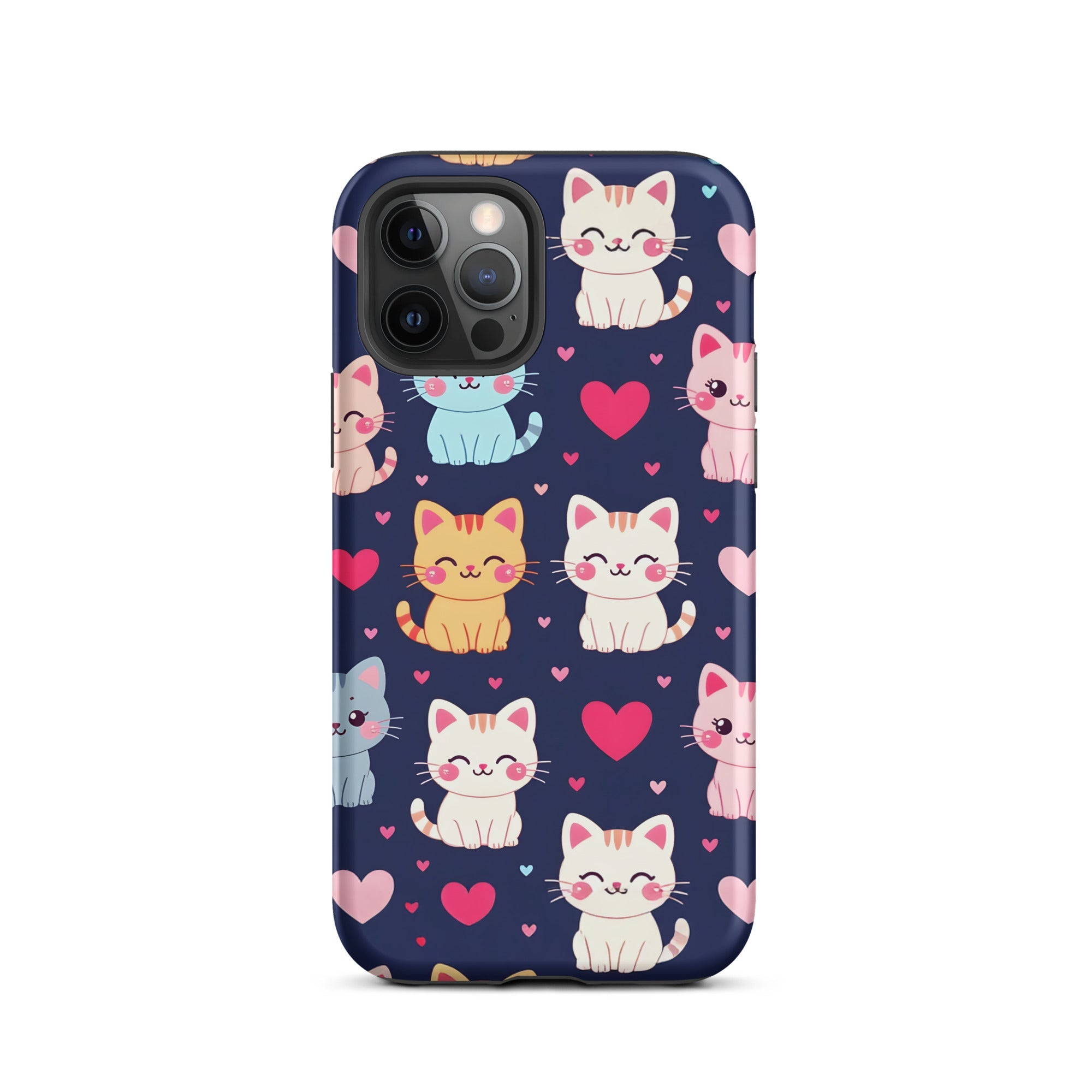 Carcasa resistente para iPhone - gatitos kawaii pastel, adorable gato de dibujos animados - CeluMovil
