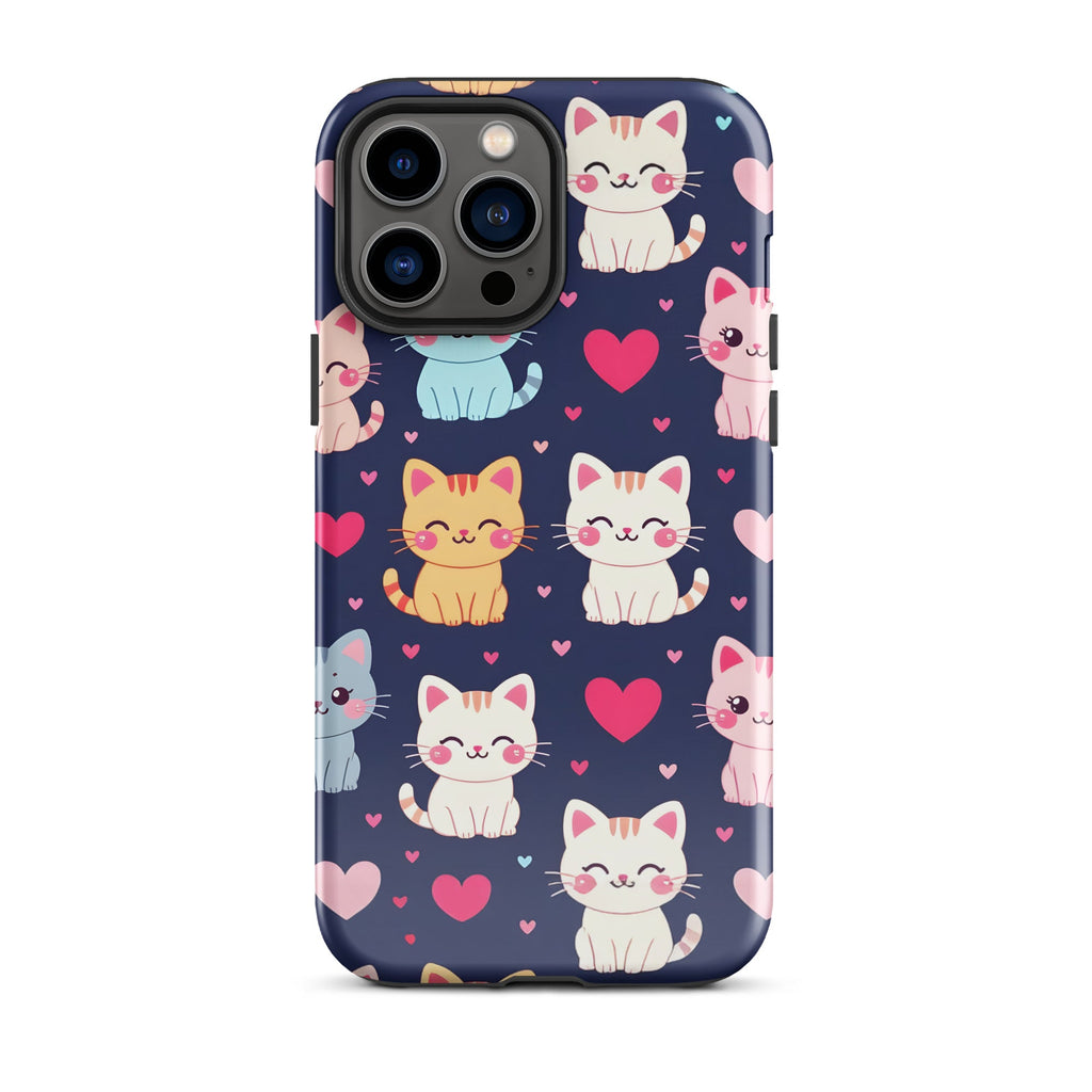 Carcasa resistente para iPhone - gatitos kawaii pastel, adorable gato de dibujos animados - CeluMovil