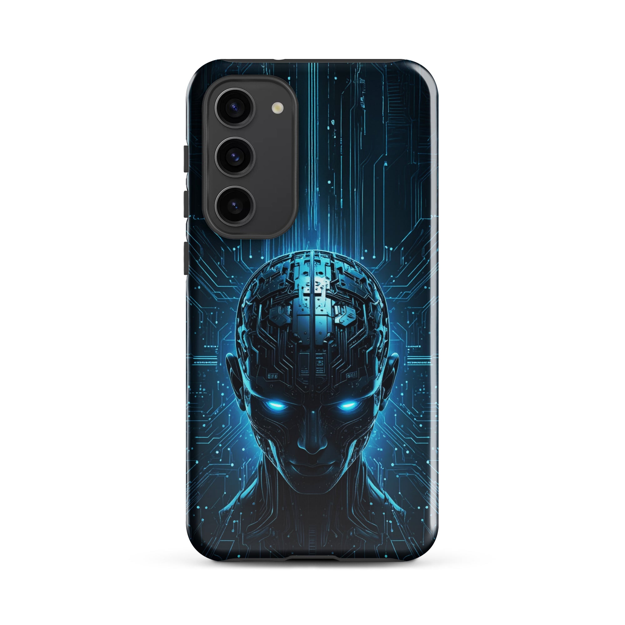 Carcasa resistente para Samsung – Centinela cuántico con diseño azul cibernético - CeluMovil