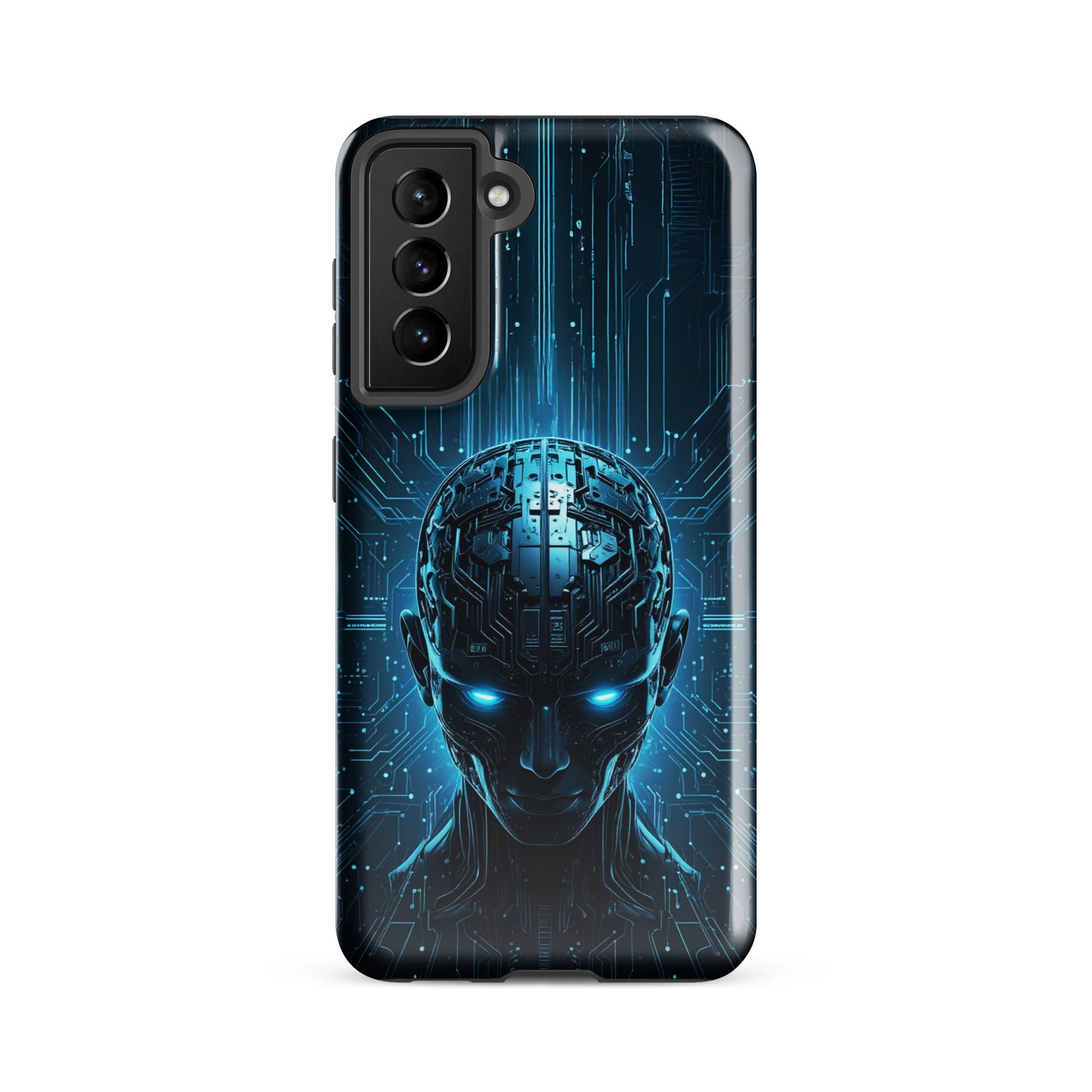 Carcasa resistente para Samsung – Centinela cuántico con diseño azul cibernético - CeluMovil