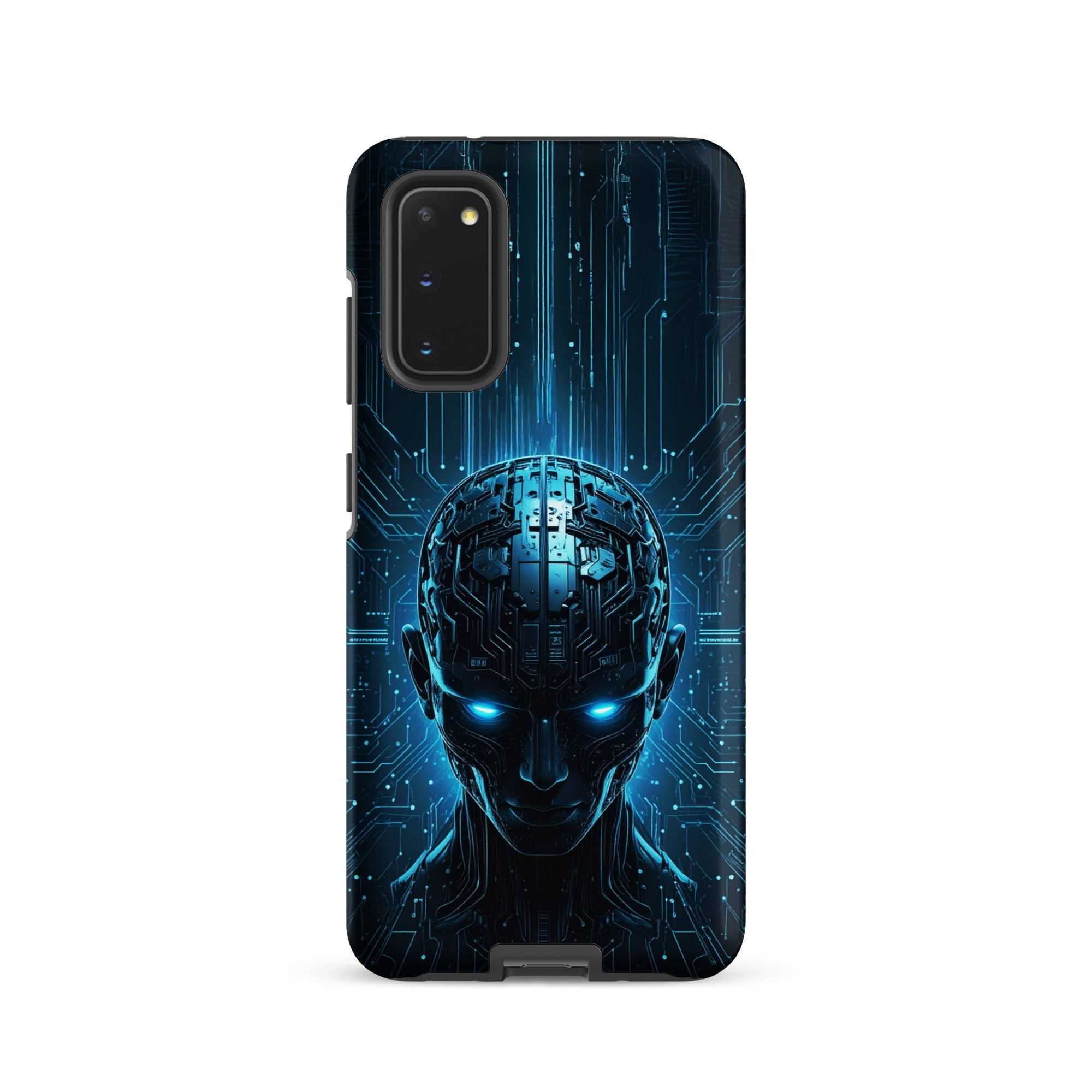 Carcasa resistente para Samsung – Centinela cuántico con diseño azul cibernético - CeluMovil