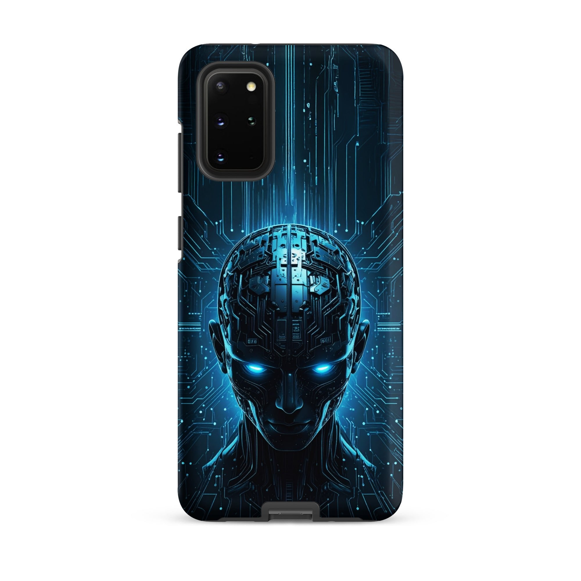 Carcasa resistente para Samsung – Centinela cuántico con diseño azul cibernético - CeluMovil