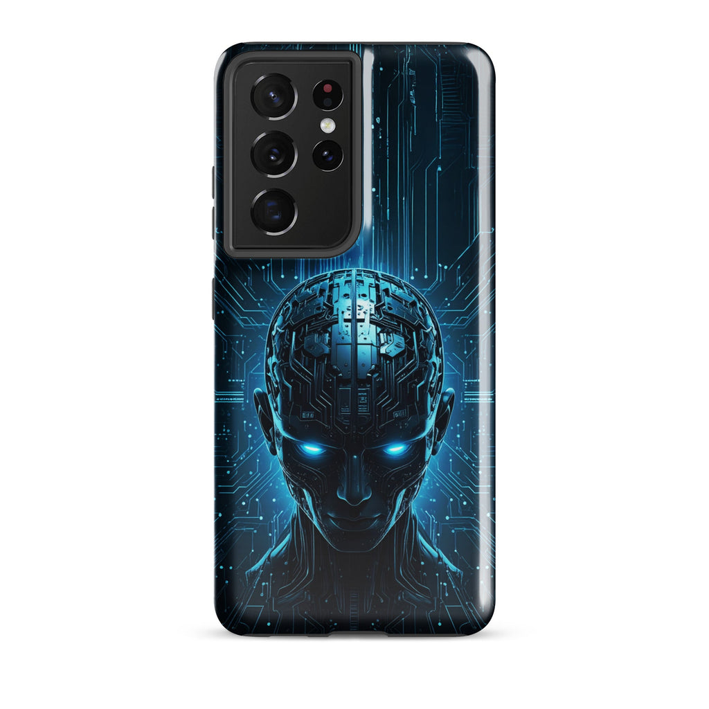 Carcasa resistente para Samsung – Centinela cuántico con diseño azul cibernético - CeluMovil