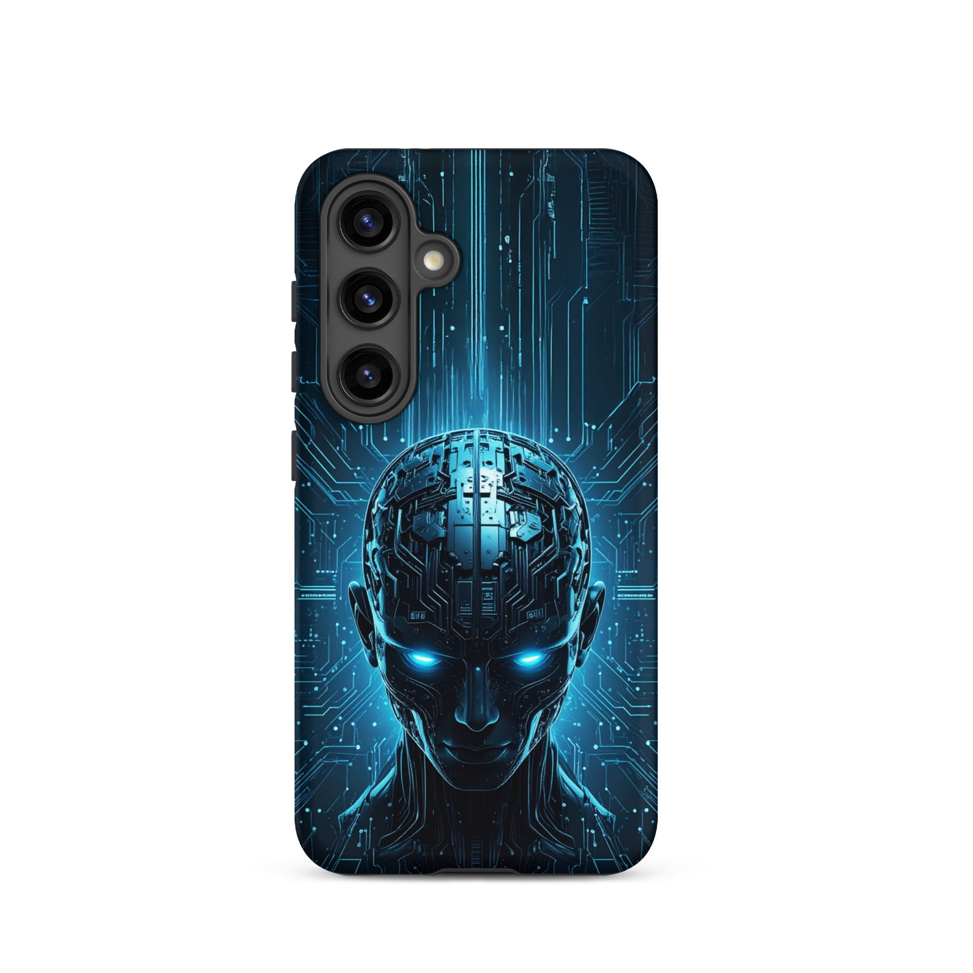 Carcasa resistente para Samsung – Centinela cuántico con diseño azul cibernético - CeluMovil
