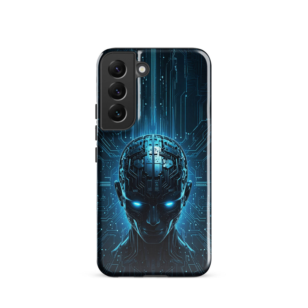 Carcasa resistente para Samsung – Centinela cuántico con diseño azul cibernético - CeluMovil