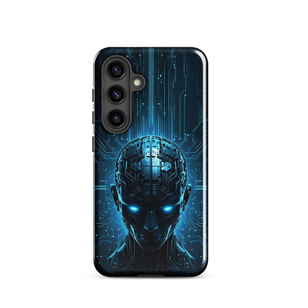 Carcasa resistente para Samsung – Centinela cuántico con diseño azul cibernético - CeluMovil