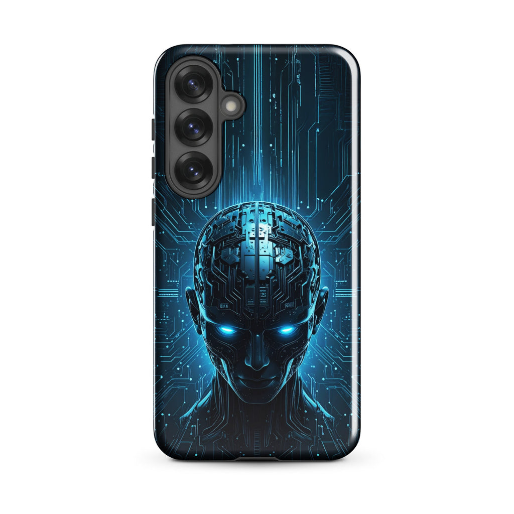 Carcasa resistente para Samsung – Centinela cuántico con diseño azul cibernético - CeluMovil