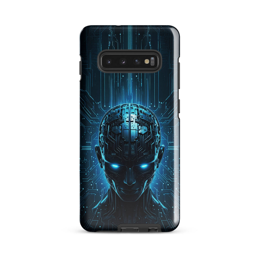 Carcasa resistente para Samsung – Centinela cuántico con diseño azul cibernético - CeluMovil