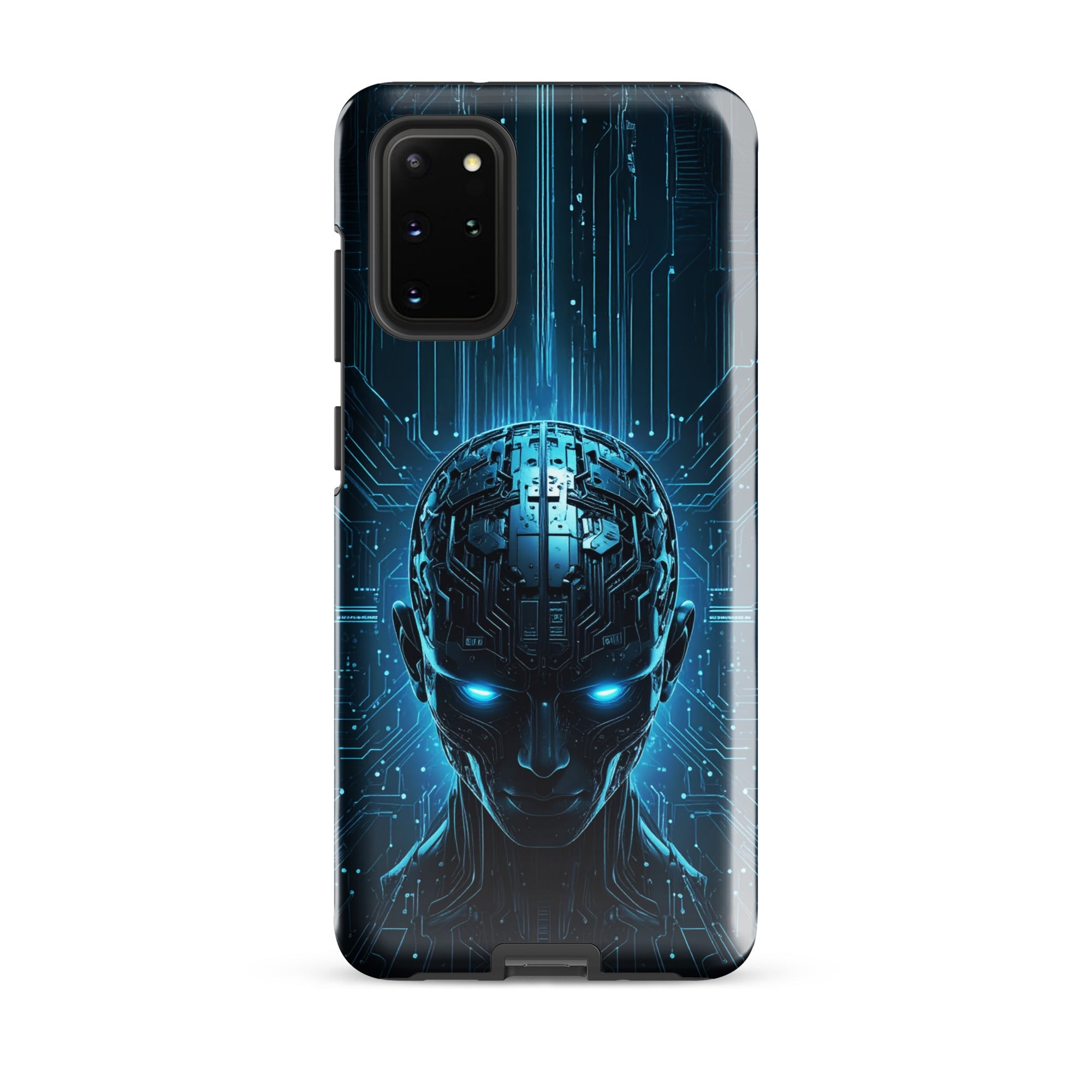 Carcasa resistente para Samsung – Centinela cuántico con diseño azul cibernético - CeluMovil