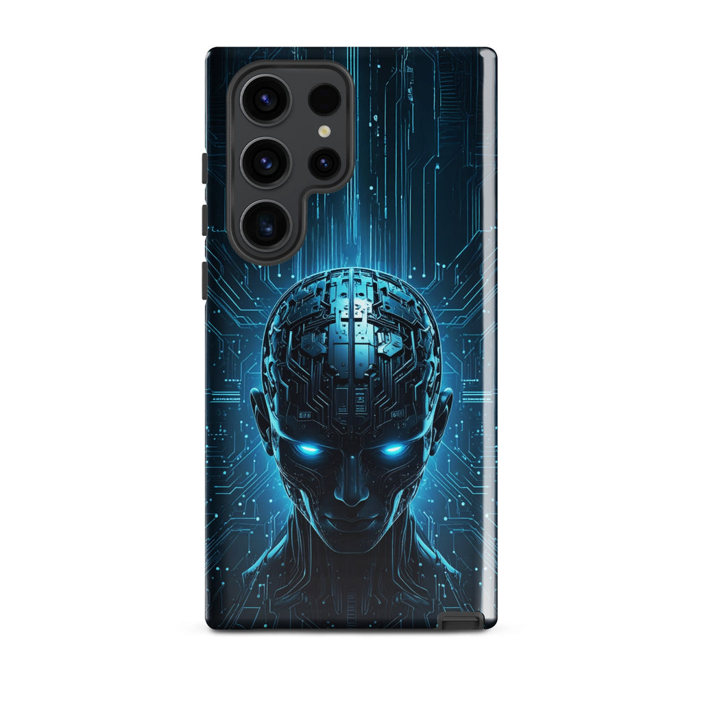 Carcasa resistente para Samsung – Centinela cuántico con diseño azul cibernético - CeluMovil