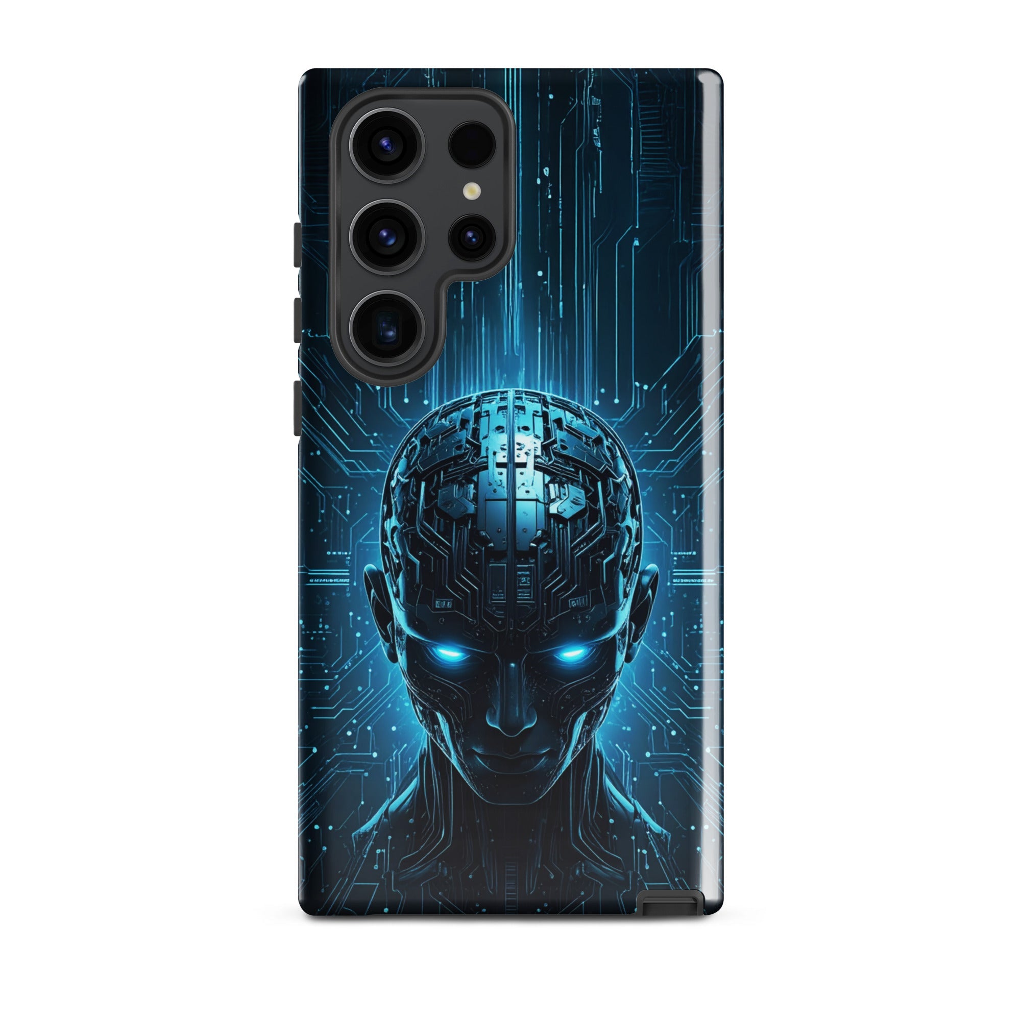 Carcasa resistente para Samsung – Centinela cuántico con diseño azul cibernético - CeluMovil