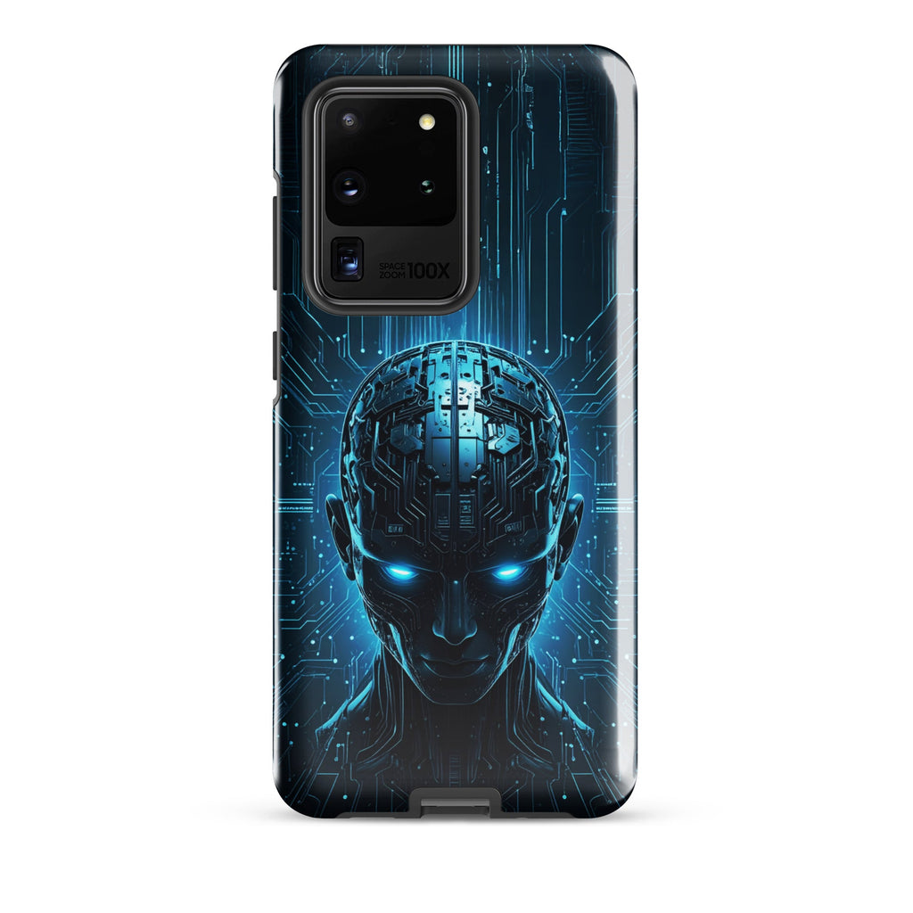 Carcasa resistente para Samsung – Centinela cuántico con diseño azul cibernético - CeluMovil