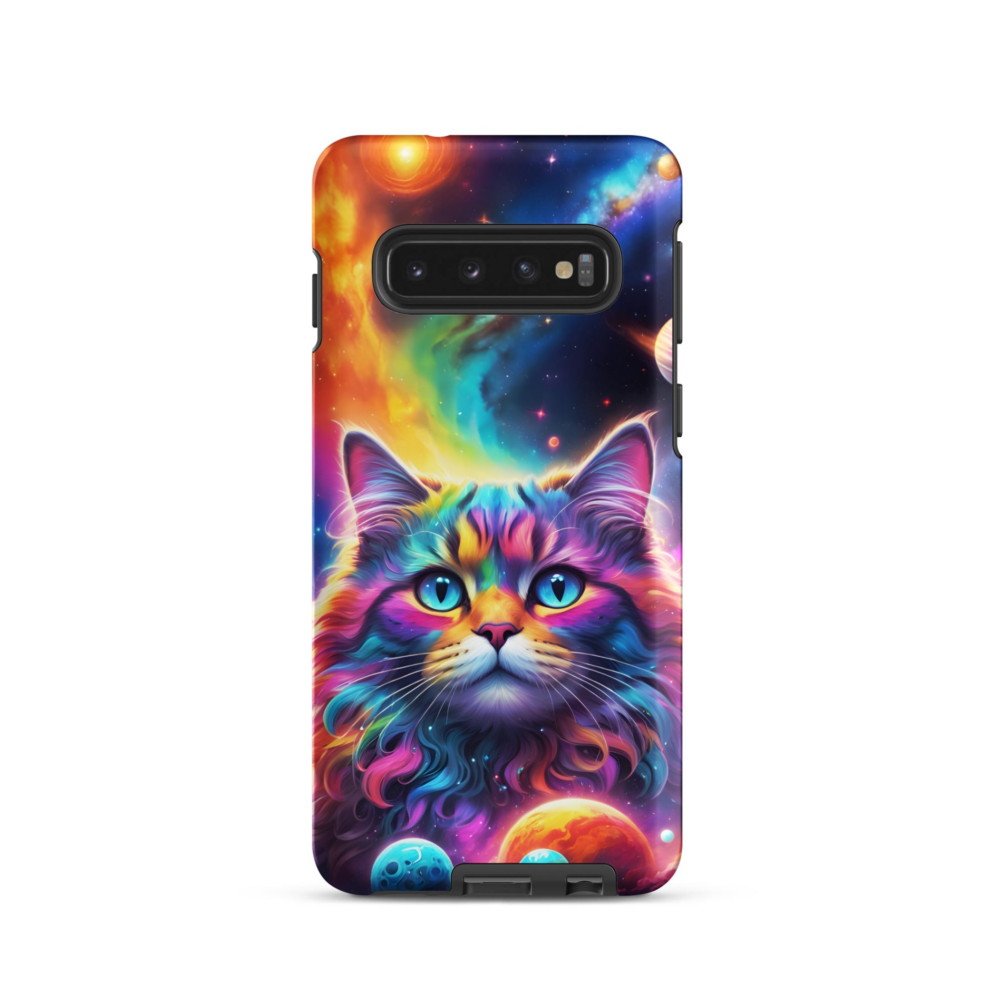 Carcasa resistente para Samsung - gato cósmico, galaxia y planetas - CeluMovil
