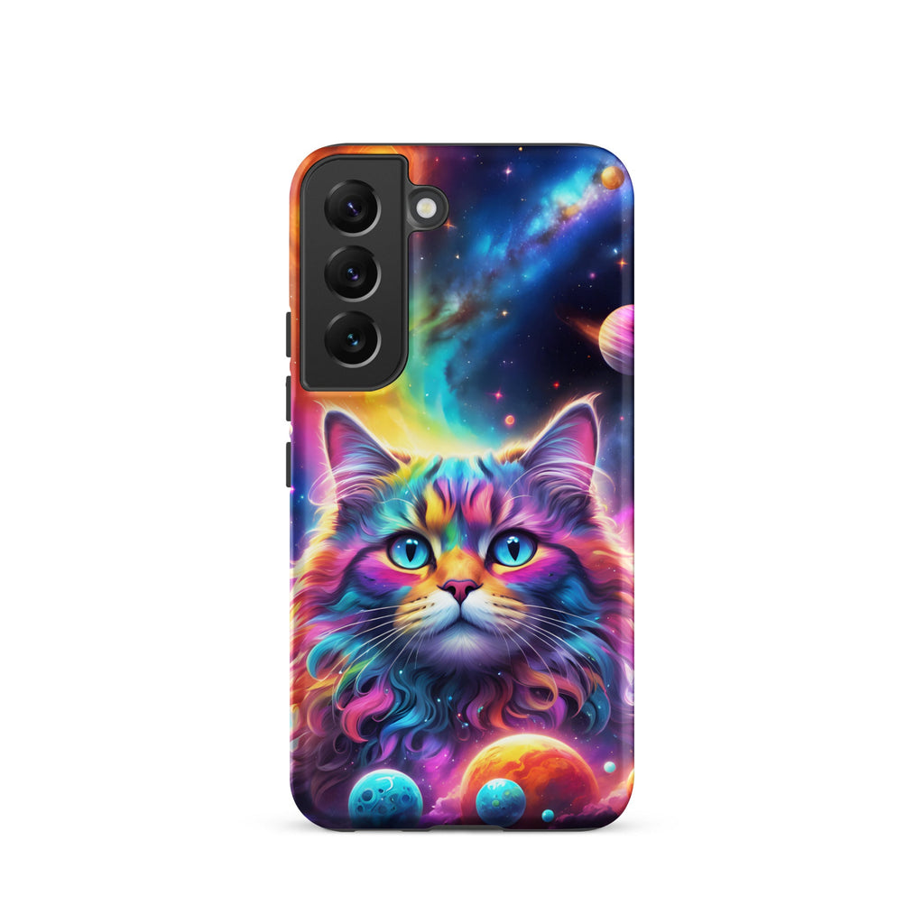 Carcasa resistente para Samsung - gato cósmico, galaxia y planetas - CeluMovil